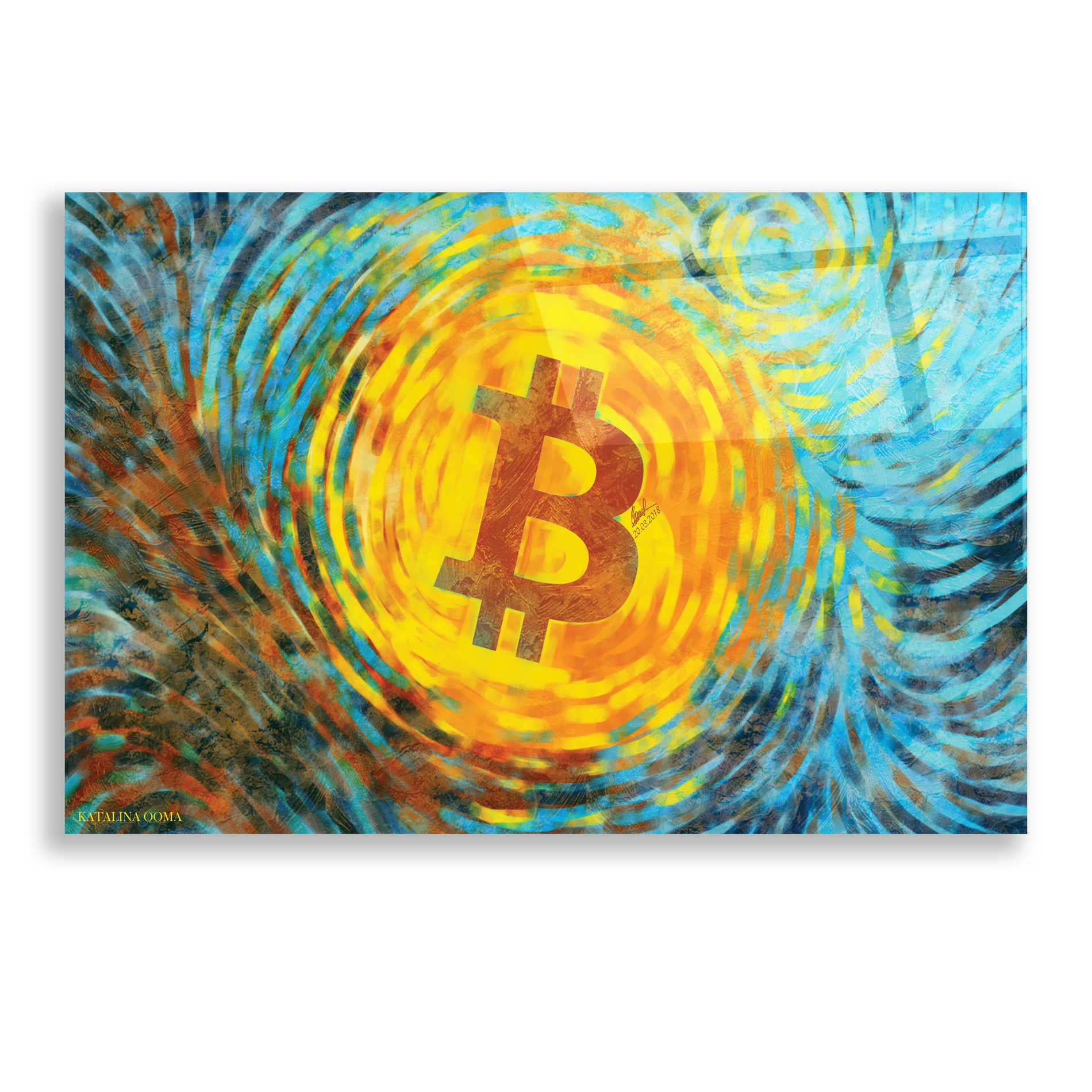 Epic Art 'Van Gogh Bitcoin' by Katalina, Acrylic Glass Wall Art,24x16