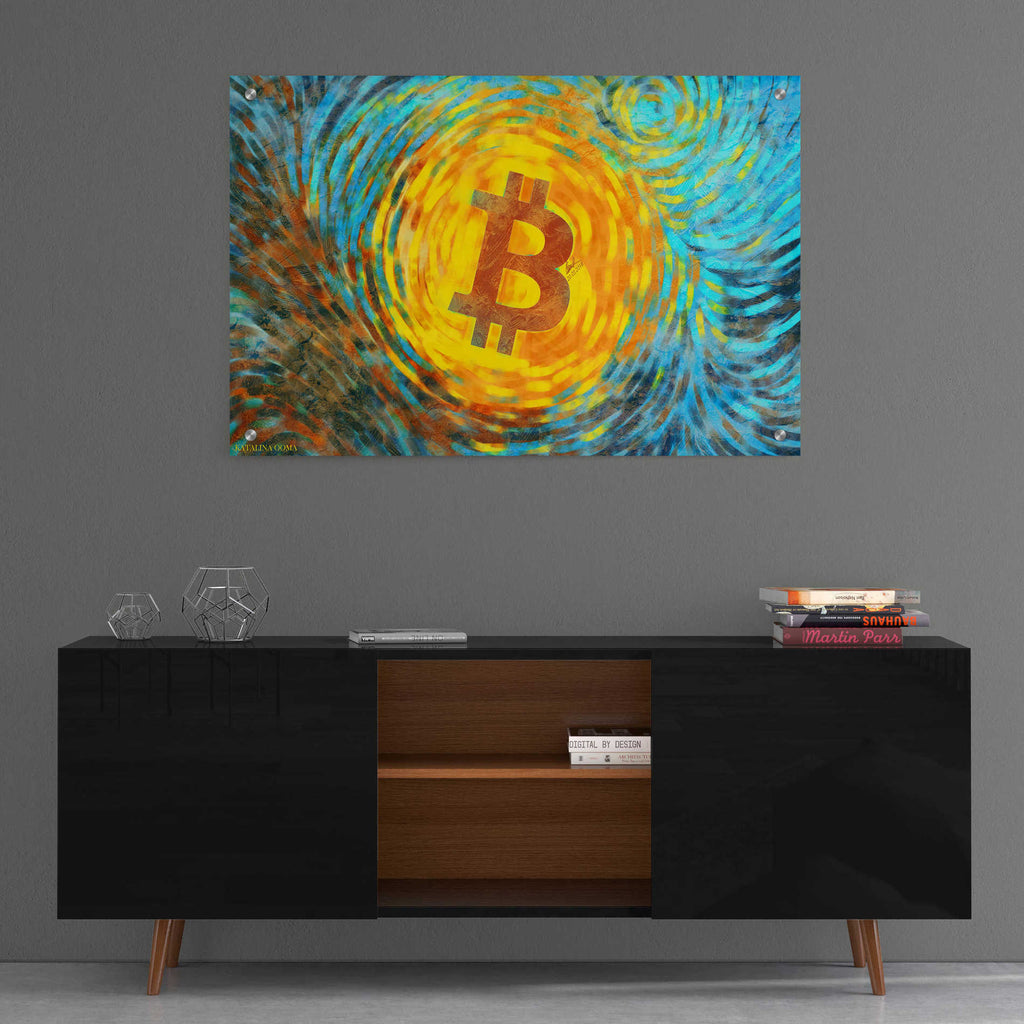 Epic Art 'Van Gogh Bitcoin' by Katalina, Acrylic Glass Wall Art,36x24