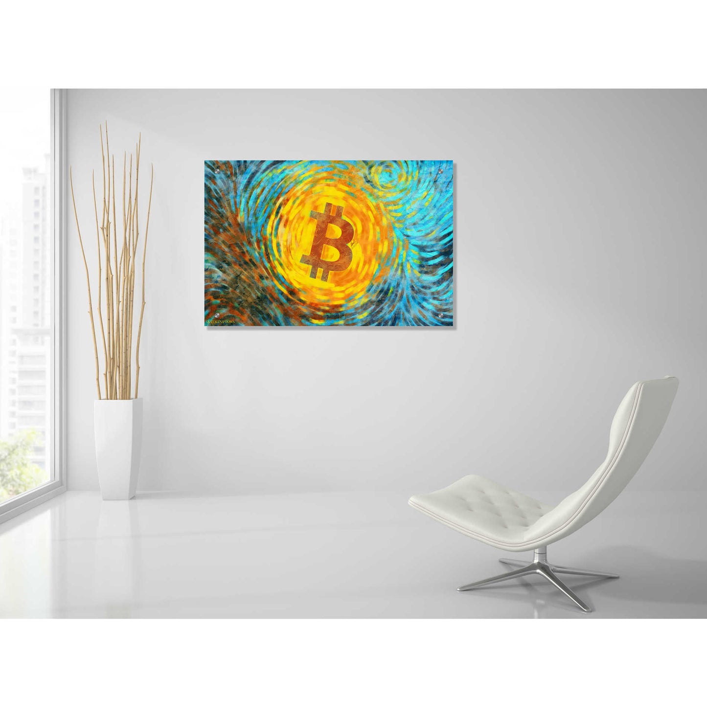 Epic Art 'Van Gogh Bitcoin' by Katalina, Acrylic Glass Wall Art,36x24