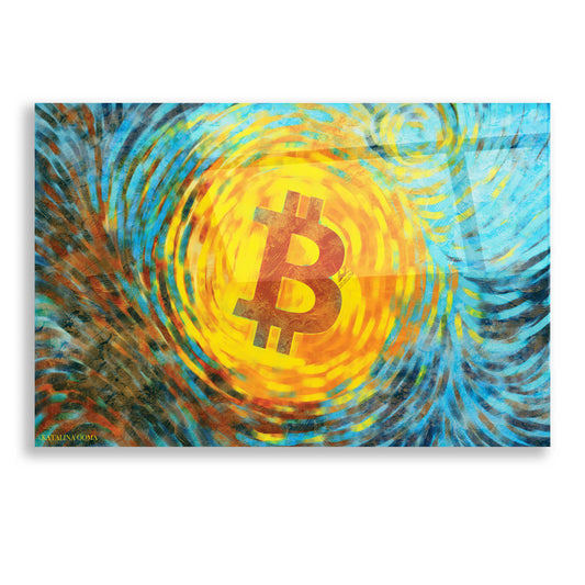Epic Art 'Van Gogh Bitcoin' by Katalina, Acrylic Glass Wall Art