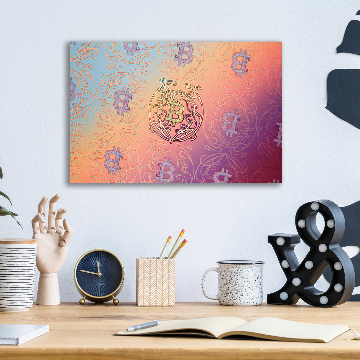 Epic Art 'Art Nouveau Bitcoin' by Katalina, Acrylic Glass Wall Art,16x12