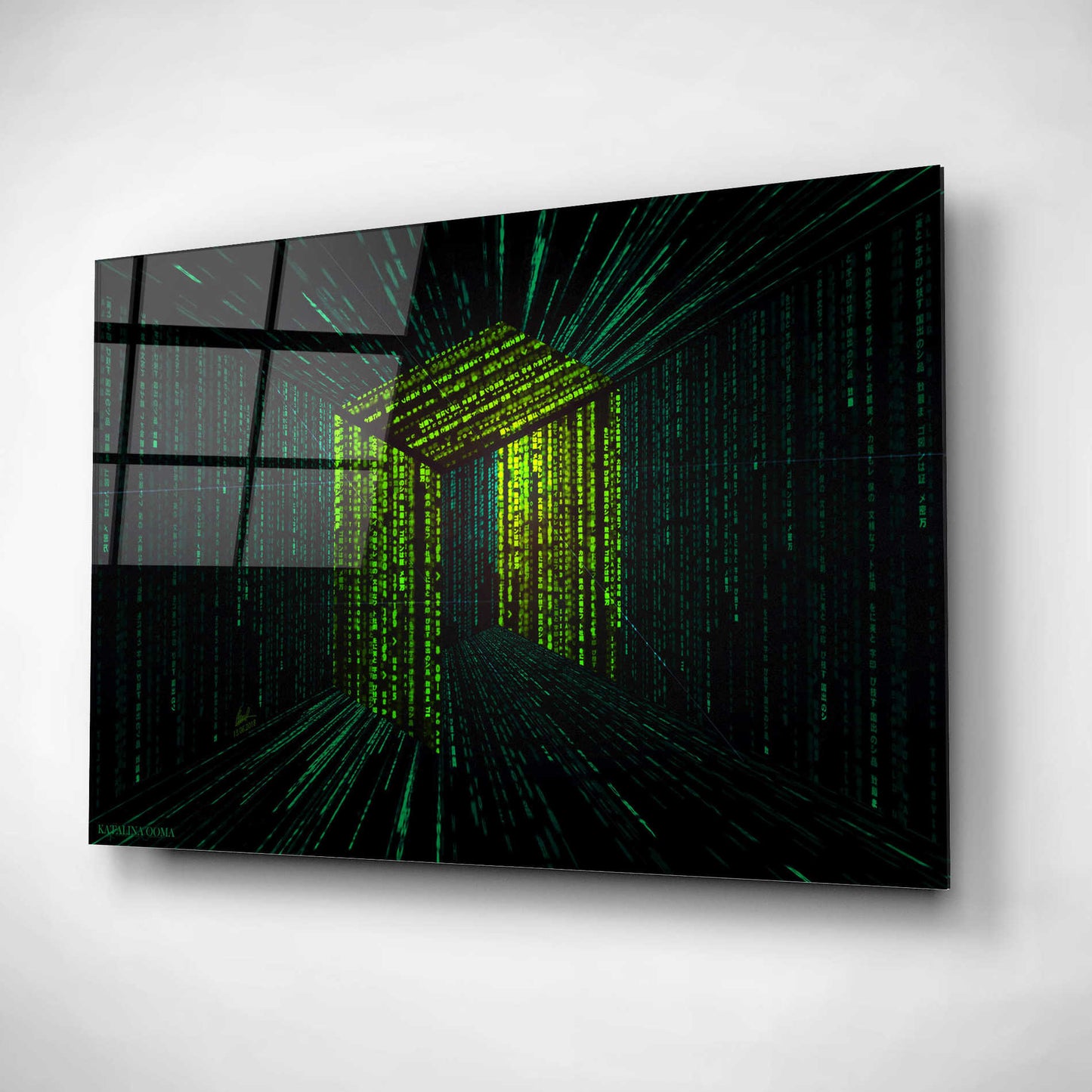 Epic Art 'Digital Rain Neo Crypto' by Katalina, Acrylic Glass Wall Art,16x12