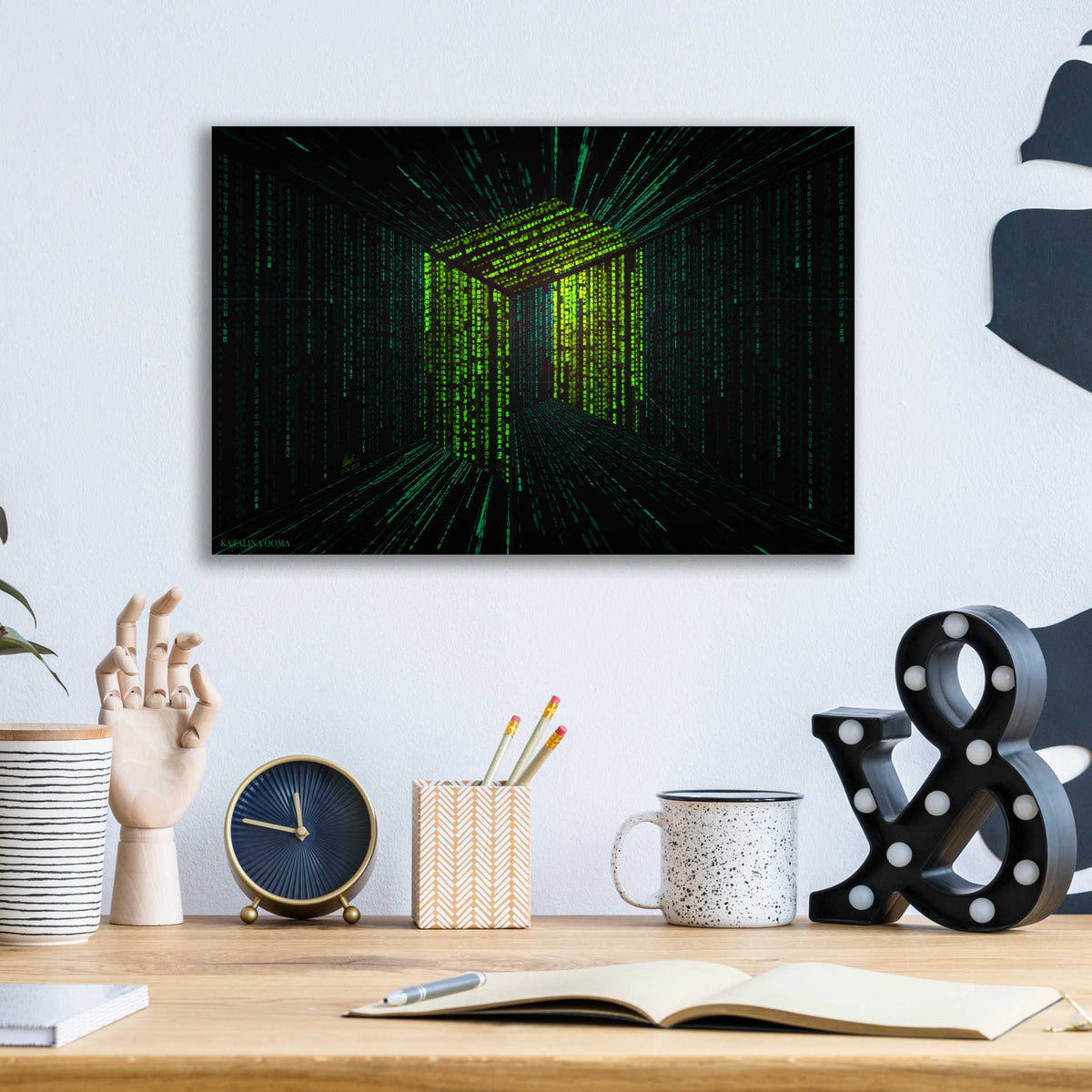 Epic Art 'Digital Rain Neo Crypto' by Katalina, Acrylic Glass Wall Art,16x12