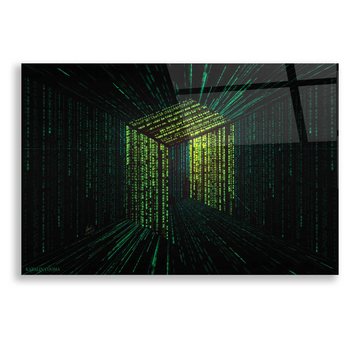 Epic Art 'Digital Rain Neo Crypto' by Katalina, Acrylic Glass Wall Art,24x16