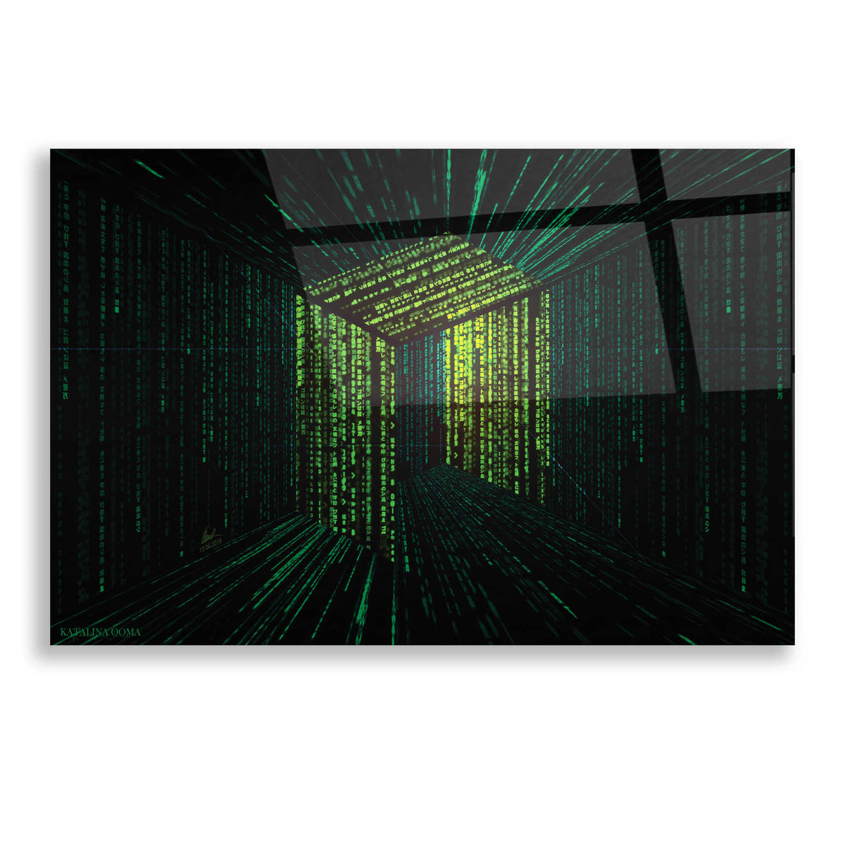 Epic Art 'Digital Rain Neo Crypto' by Katalina, Acrylic Glass Wall Art