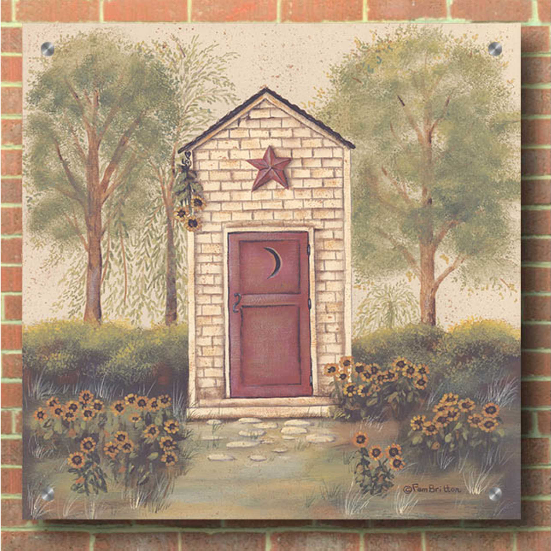 Epic Art 'Folk Art Outhouse III' by Pam Britton, Acrylic Glass Wall Art,36x36