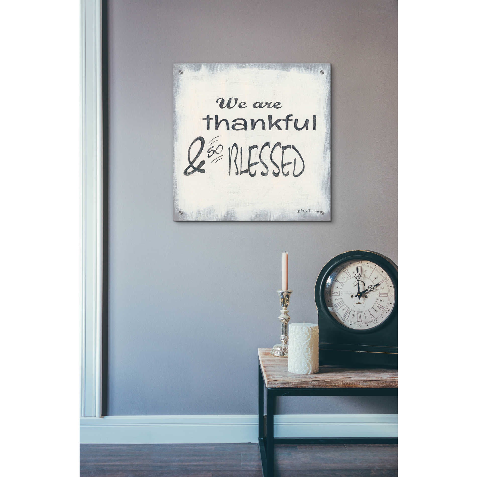 Epic Art 'Thankful & Blessed' by Pam Britton, Acrylic Glass Wall Art,24x24