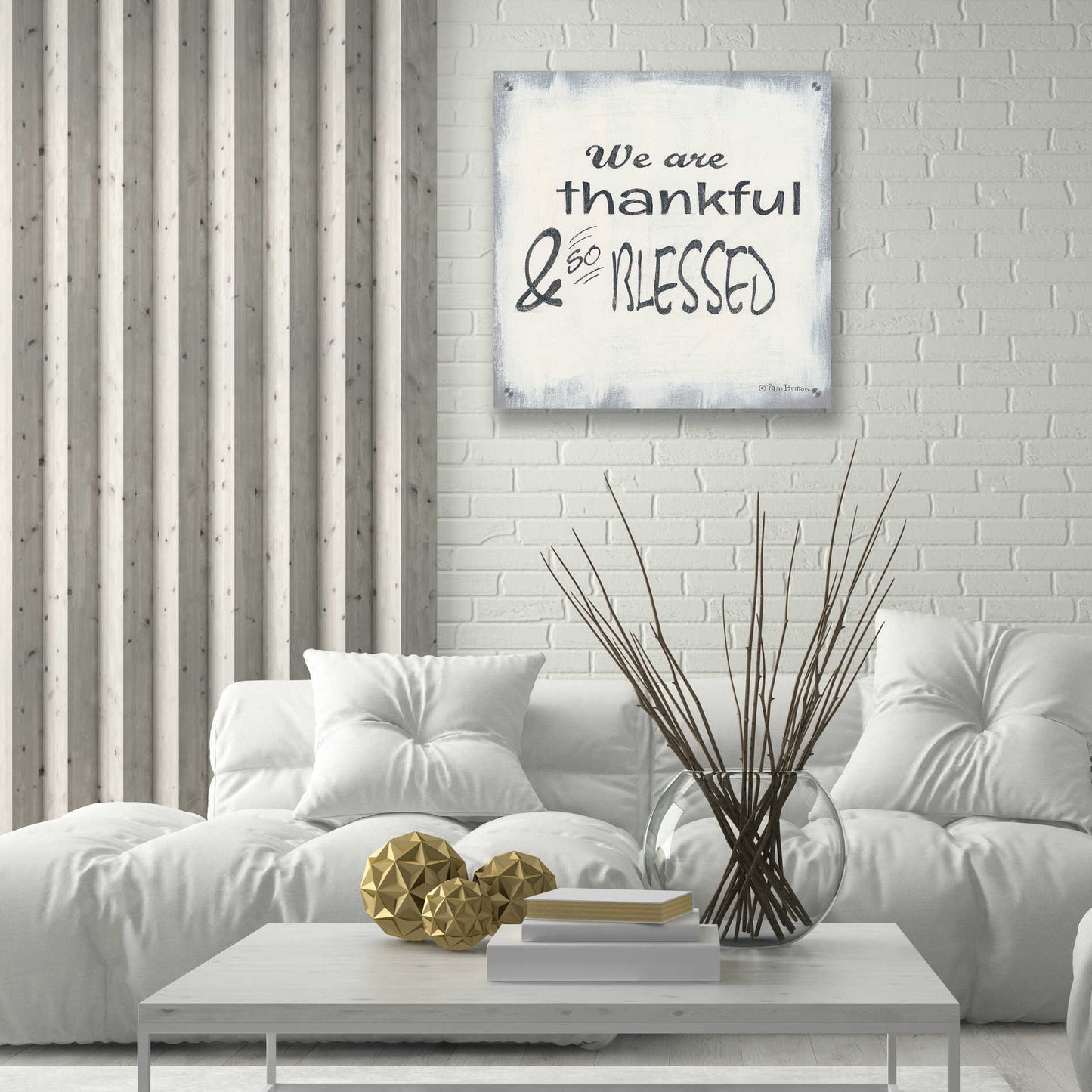 Epic Art 'Thankful & Blessed' by Pam Britton, Acrylic Glass Wall Art,24x24