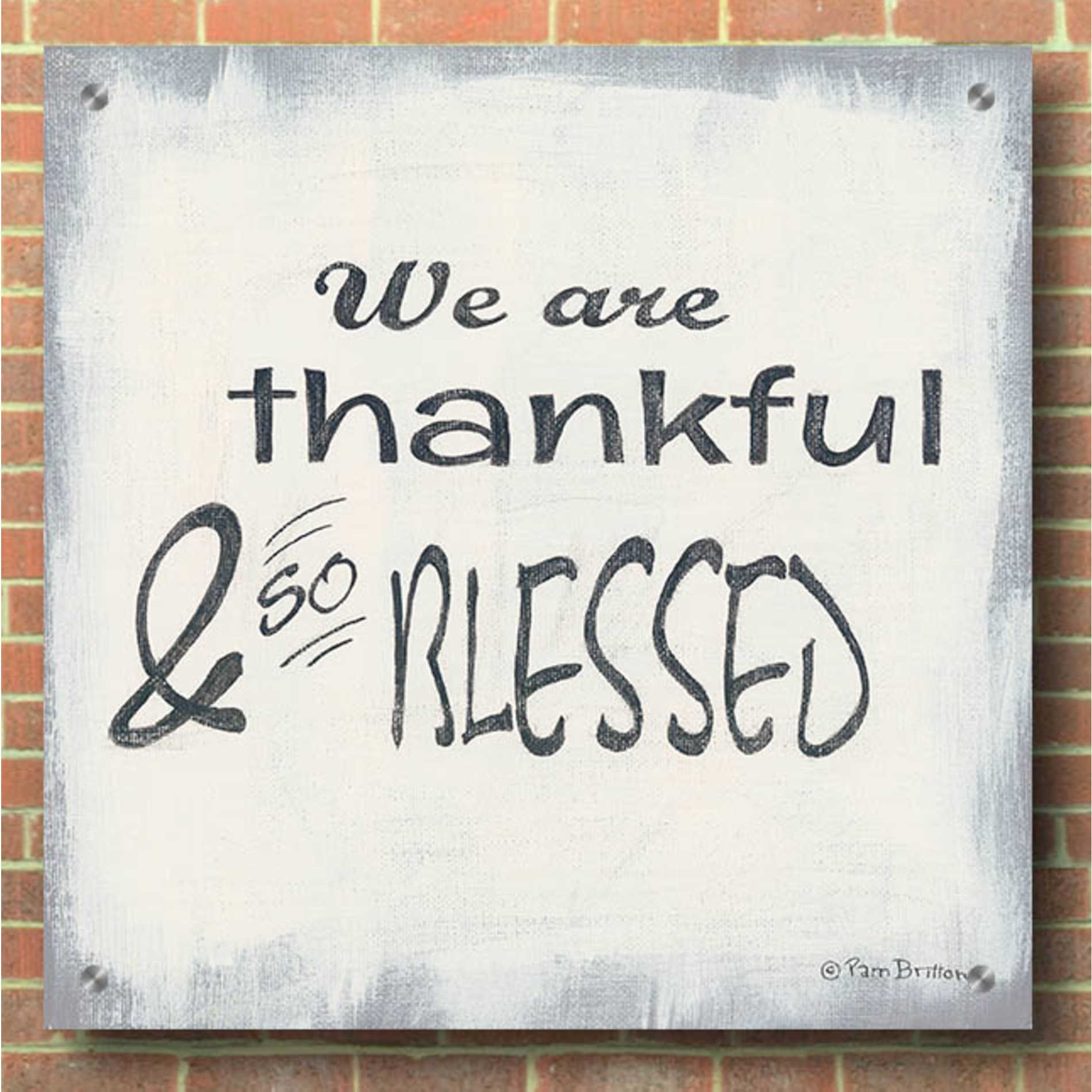 Epic Art 'Thankful & Blessed' by Pam Britton, Acrylic Glass Wall Art,36x36