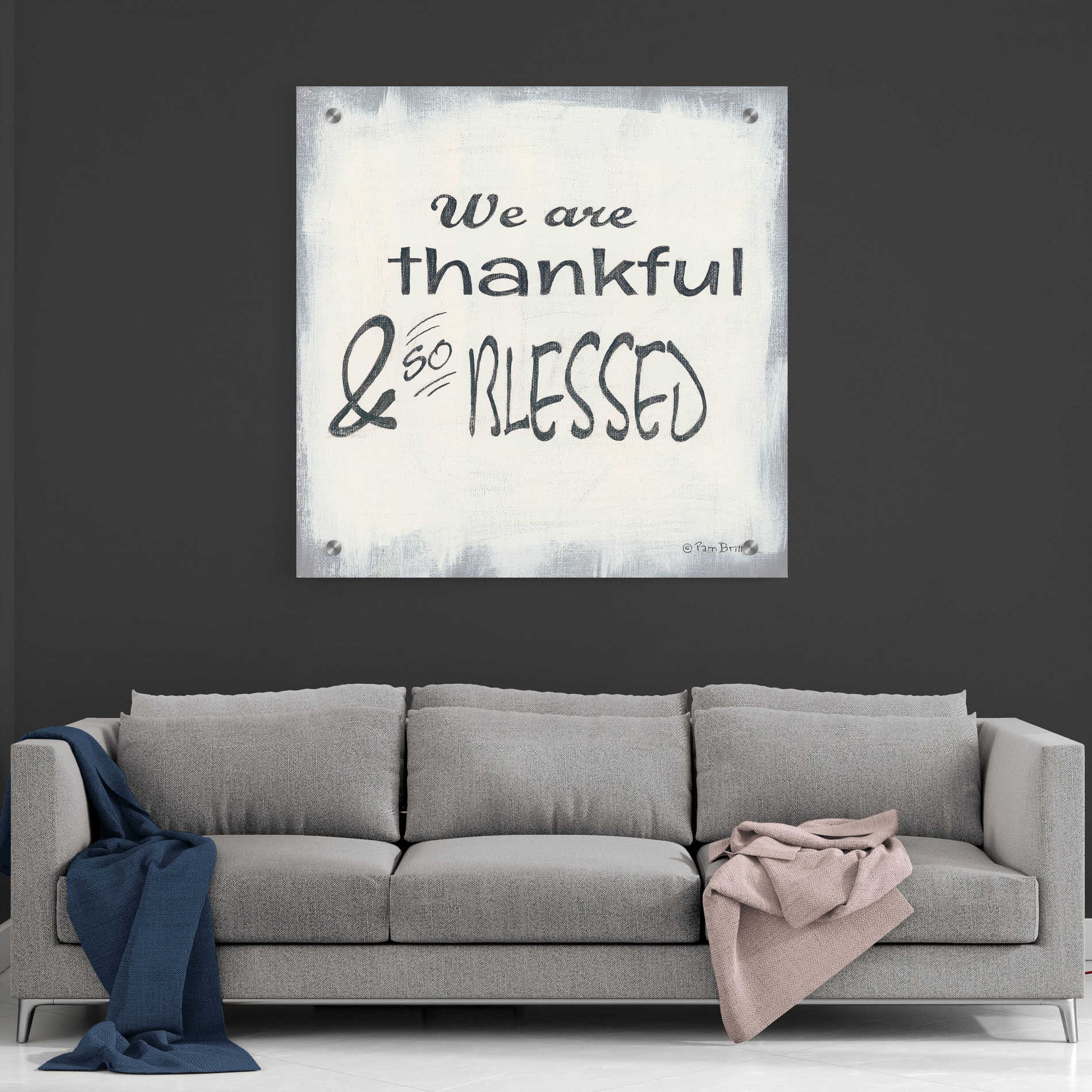 Epic Art 'Thankful & Blessed' by Pam Britton, Acrylic Glass Wall Art,36x36