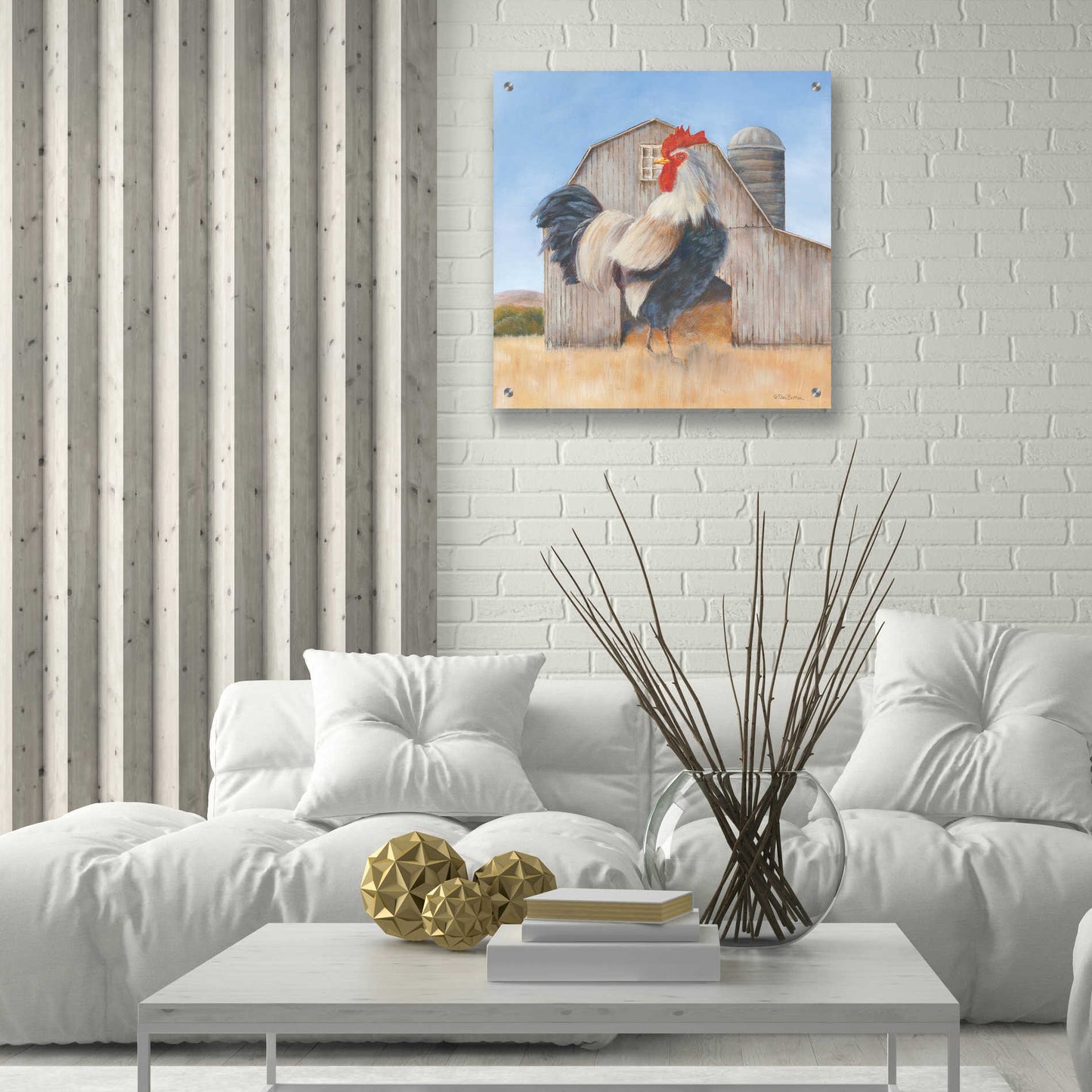 Epic Art 'Country Rooster' by Pam Britton, Acrylic Glass Wall Art,24x24