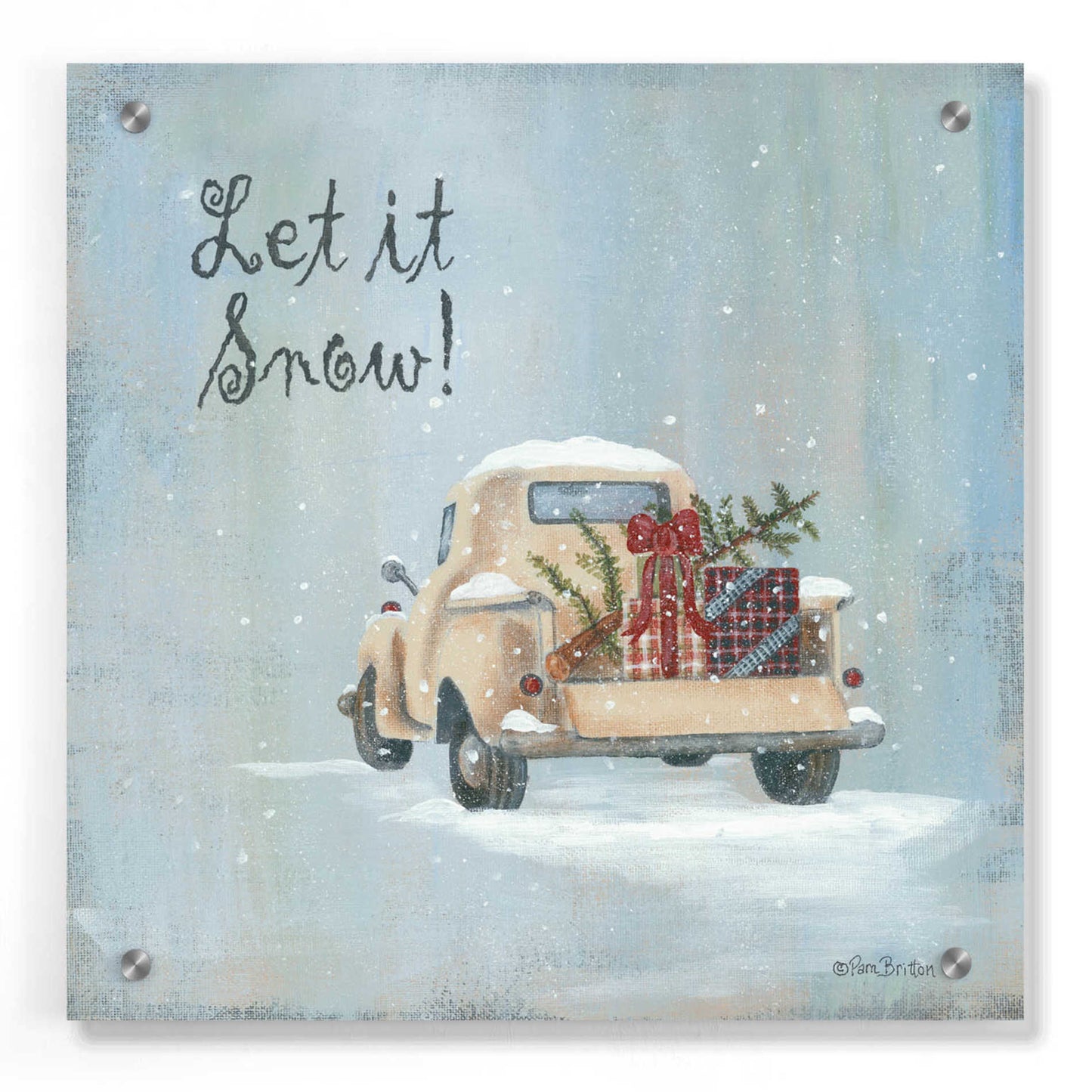 Epic Art 'Let It Snow' by Pam Britton, Acrylic Glass Wall Art,36x36