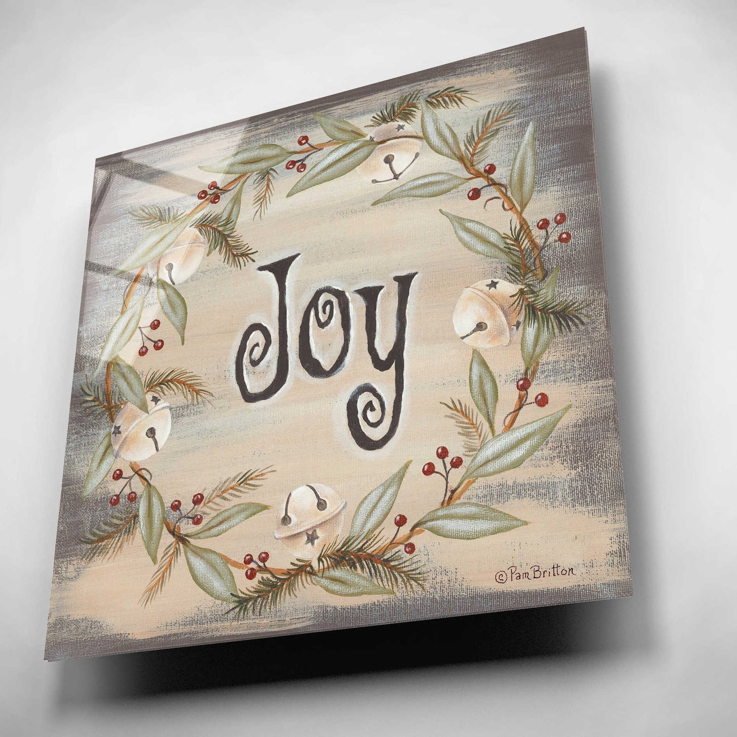 Epic Art 'Jingle Joy Wreath' by Pam Britton, Acrylic Glass Wall Art,12x12