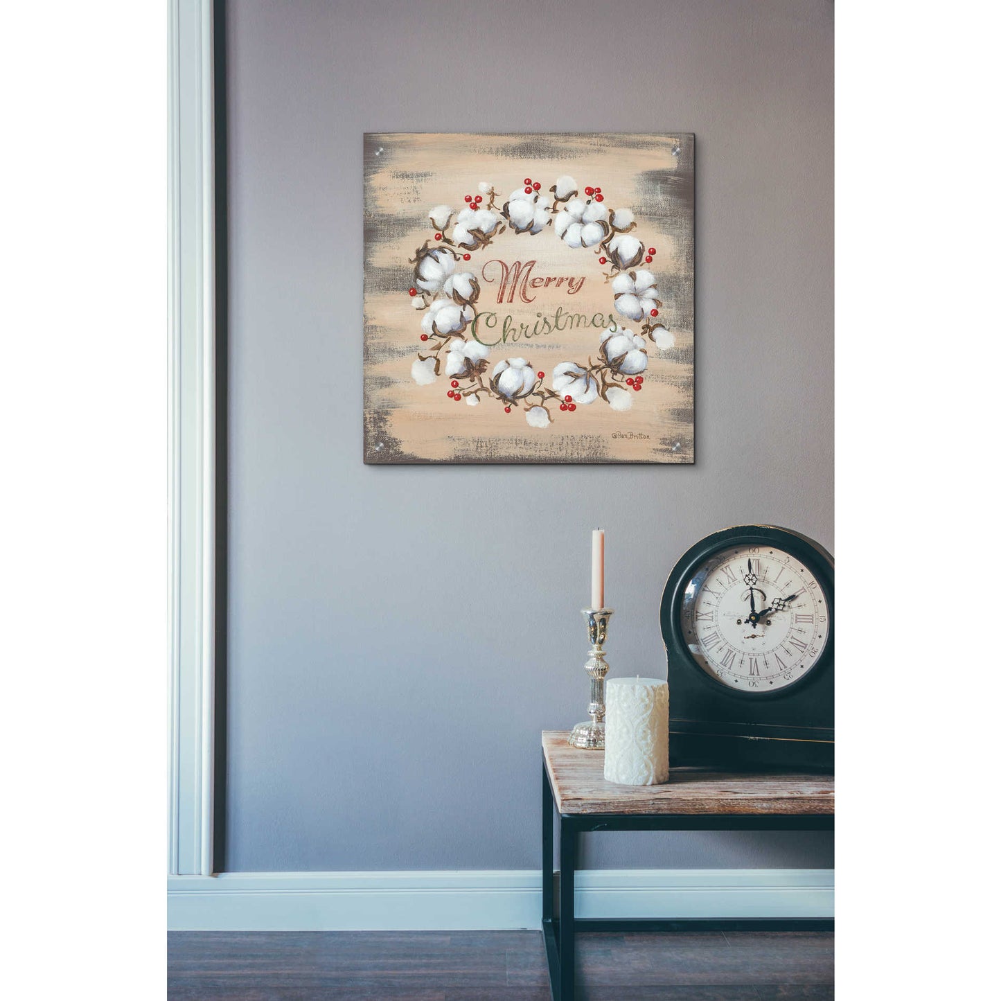 Epic Art 'Cotton Wreath Holiday' by Pam Britton, Acrylic Glass Wall Art,24x24