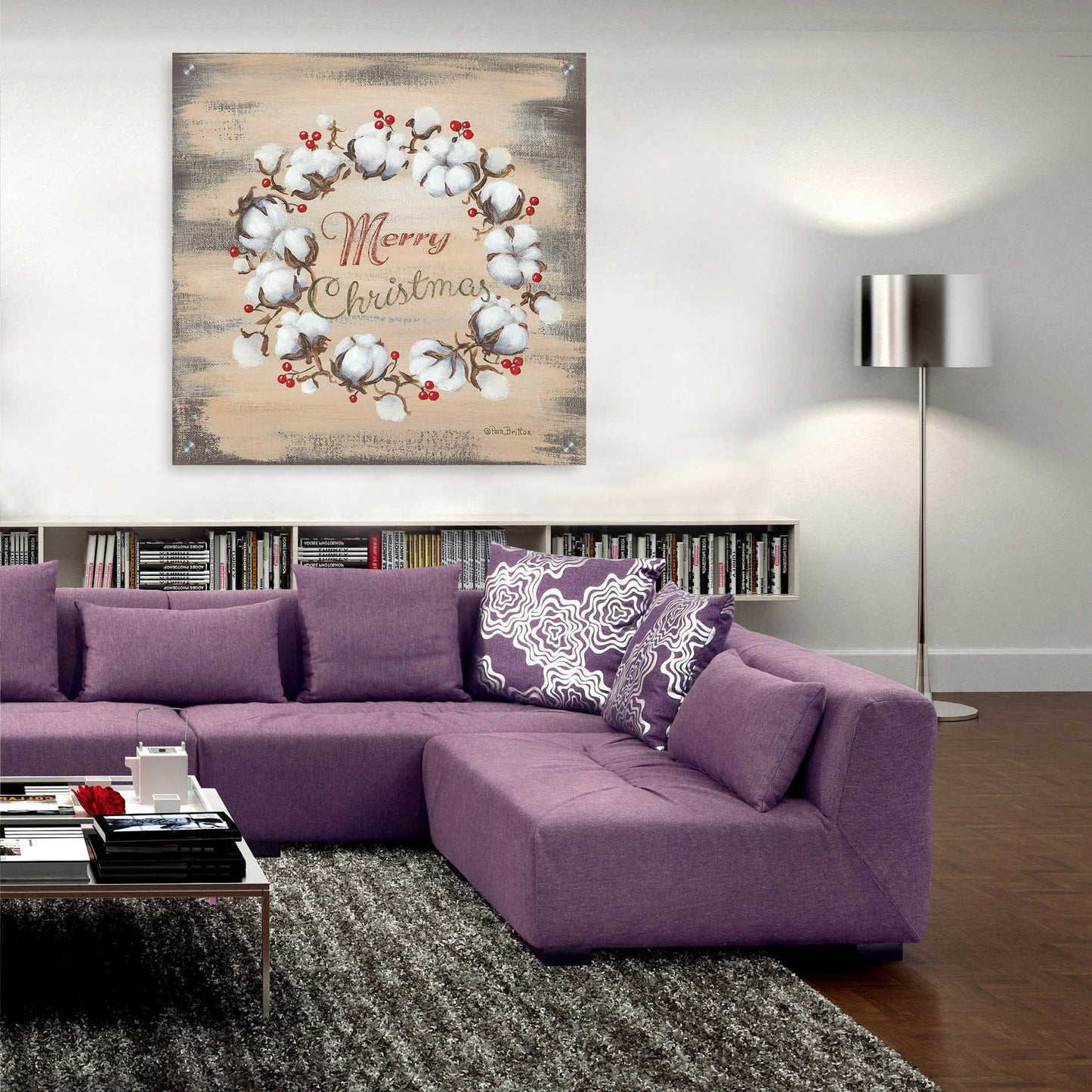 Epic Art 'Cotton Wreath Holiday' by Pam Britton, Acrylic Glass Wall Art,36x36