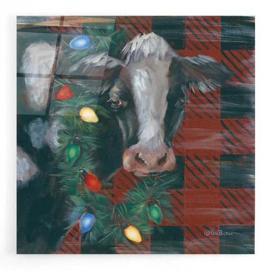 Epic Art 'Festive Cow' by Pam Britton, Acrylic Glass Wall Art