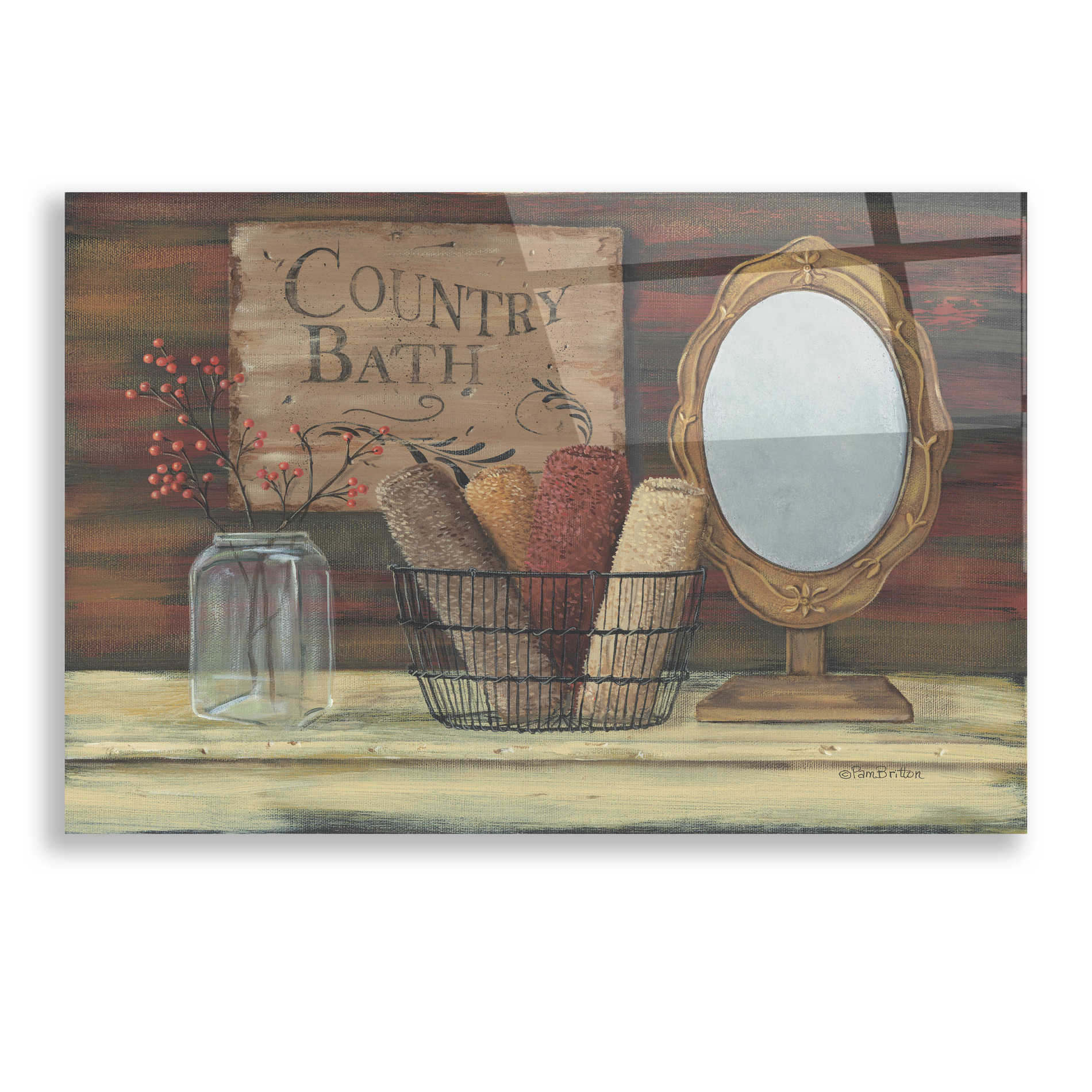 Epic Art 'Country Bath' by Pam Britton, Acrylic Glass Wall Art,24x16
