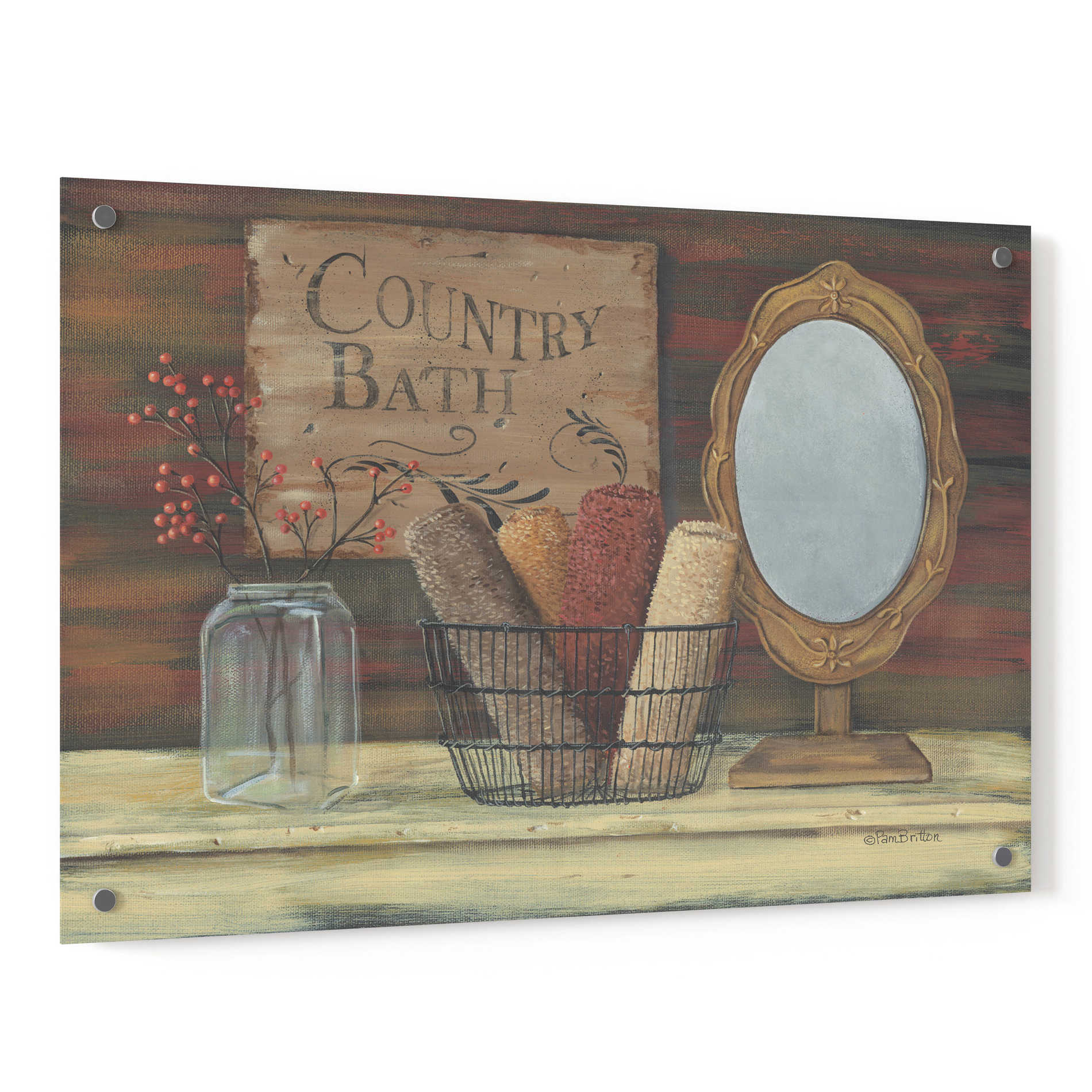 Epic Art 'Country Bath' by Pam Britton, Acrylic Glass Wall Art,36x24