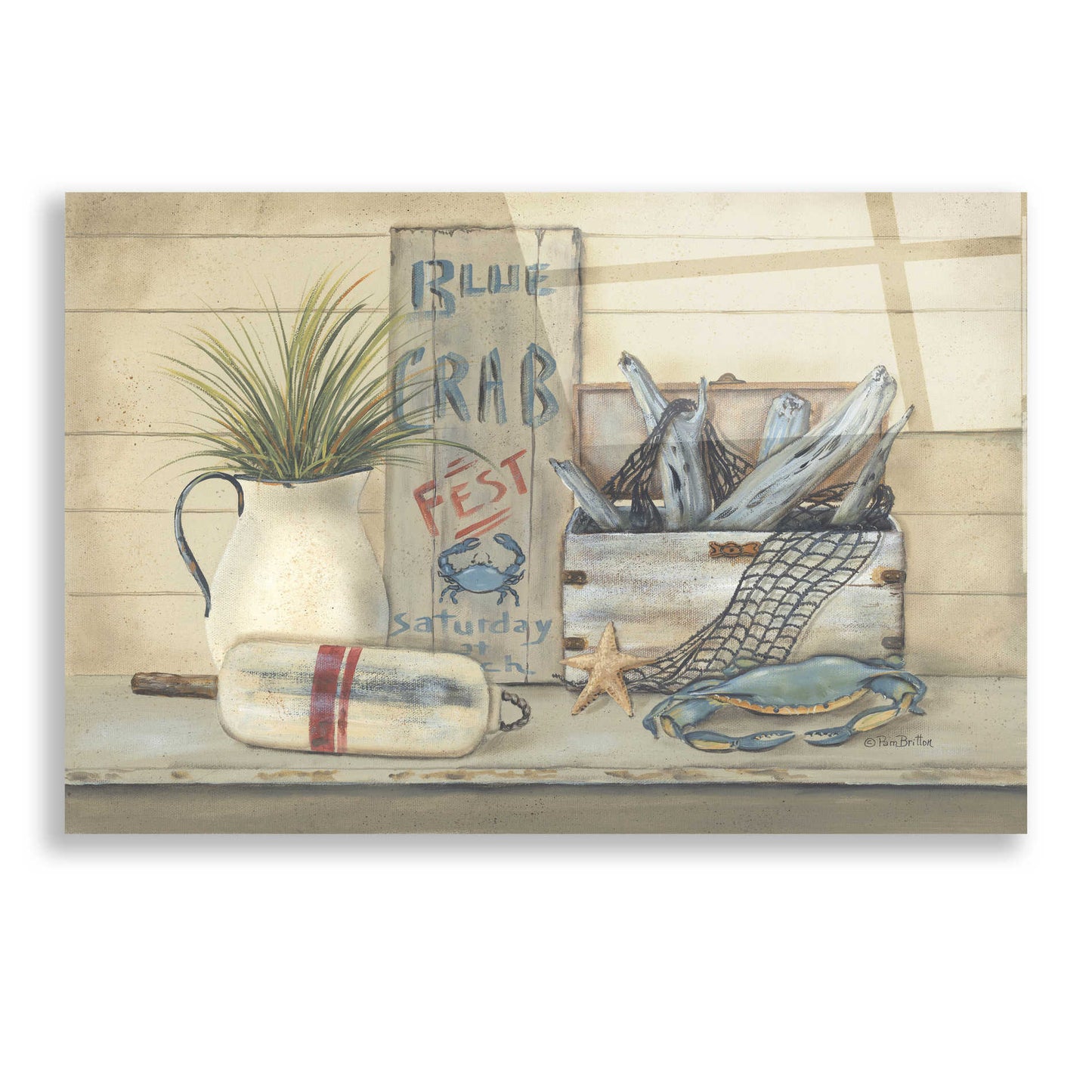 Epic Art 'Blue Crab Fest' by Pam Britton, Acrylic Glass Wall Art,24x16