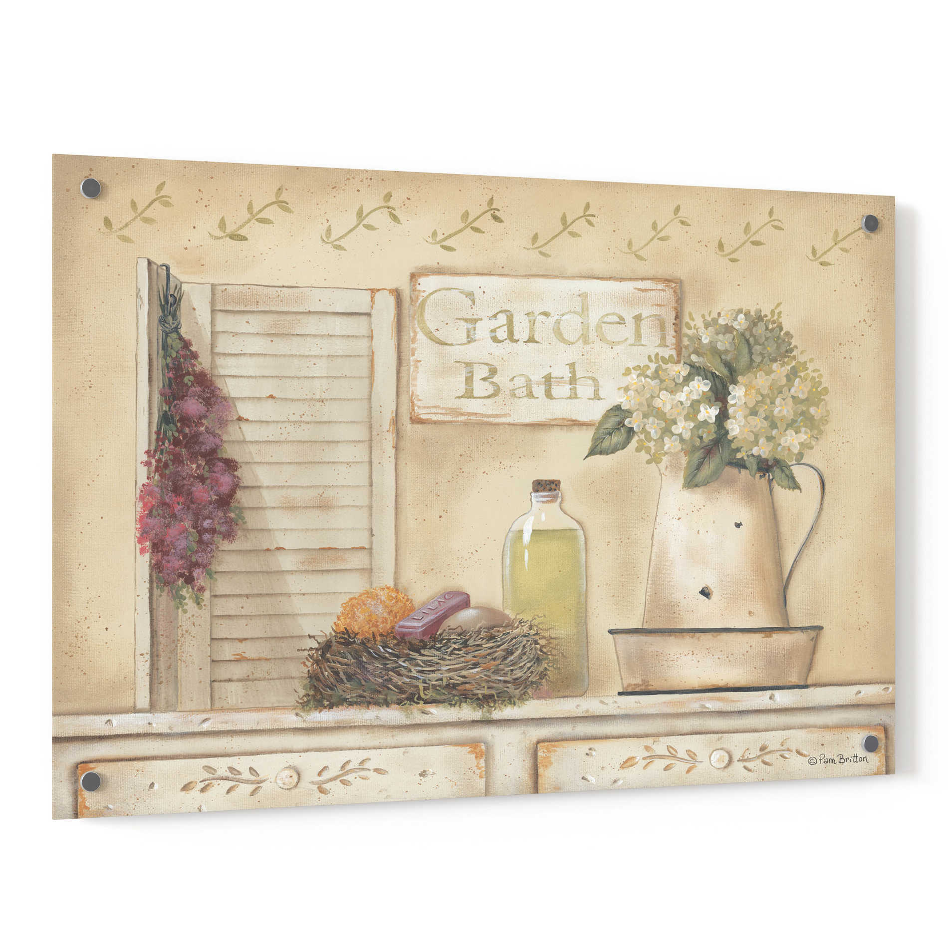 Epic Art 'Garden Bath' by Pam Britton, Acrylic Glass Wall Art,36x24