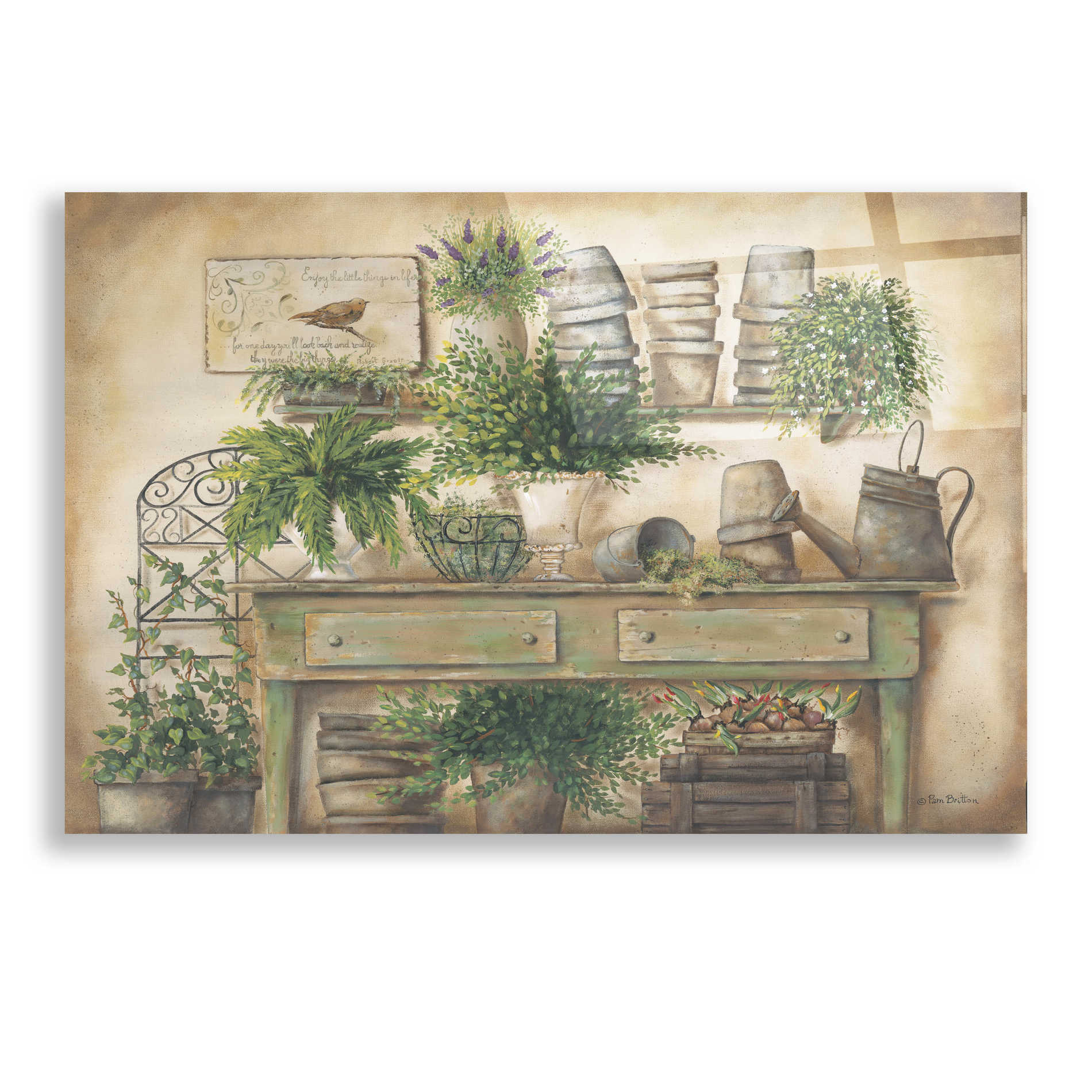 Epic Art 'Potting Bench I' by Pam Britton, Acrylic Glass Wall Art,24x16