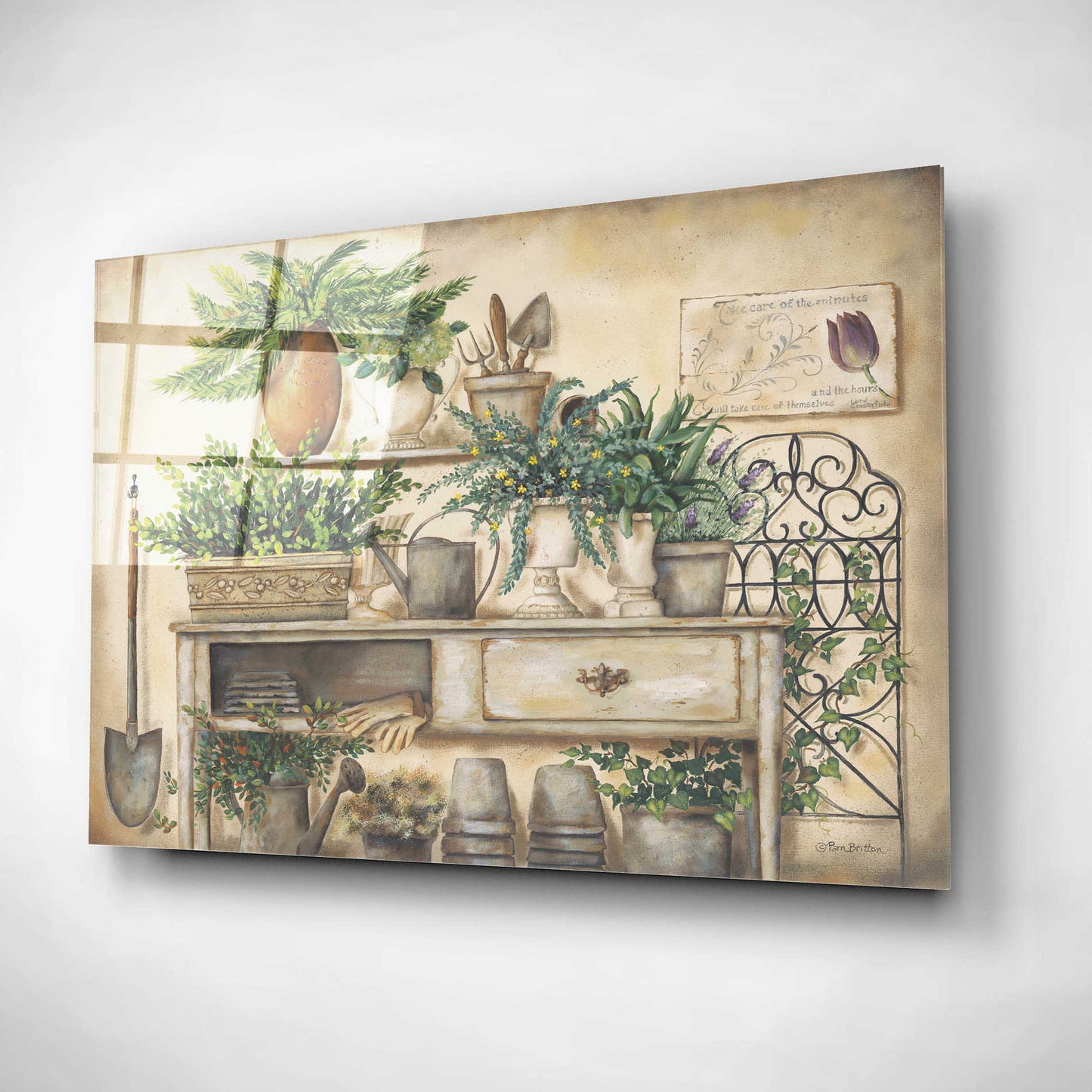 Epic Art 'Potting Bench II' by Pam Britton, Acrylic Glass Wall Art,16x12