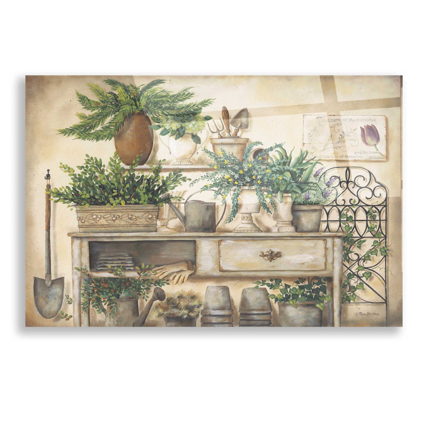 Epic Art 'Potting Bench II' by Pam Britton, Acrylic Glass Wall Art,16x12