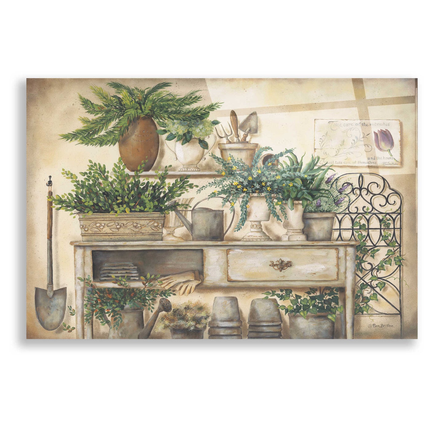 Epic Art 'Potting Bench II' by Pam Britton, Acrylic Glass Wall Art,24x16