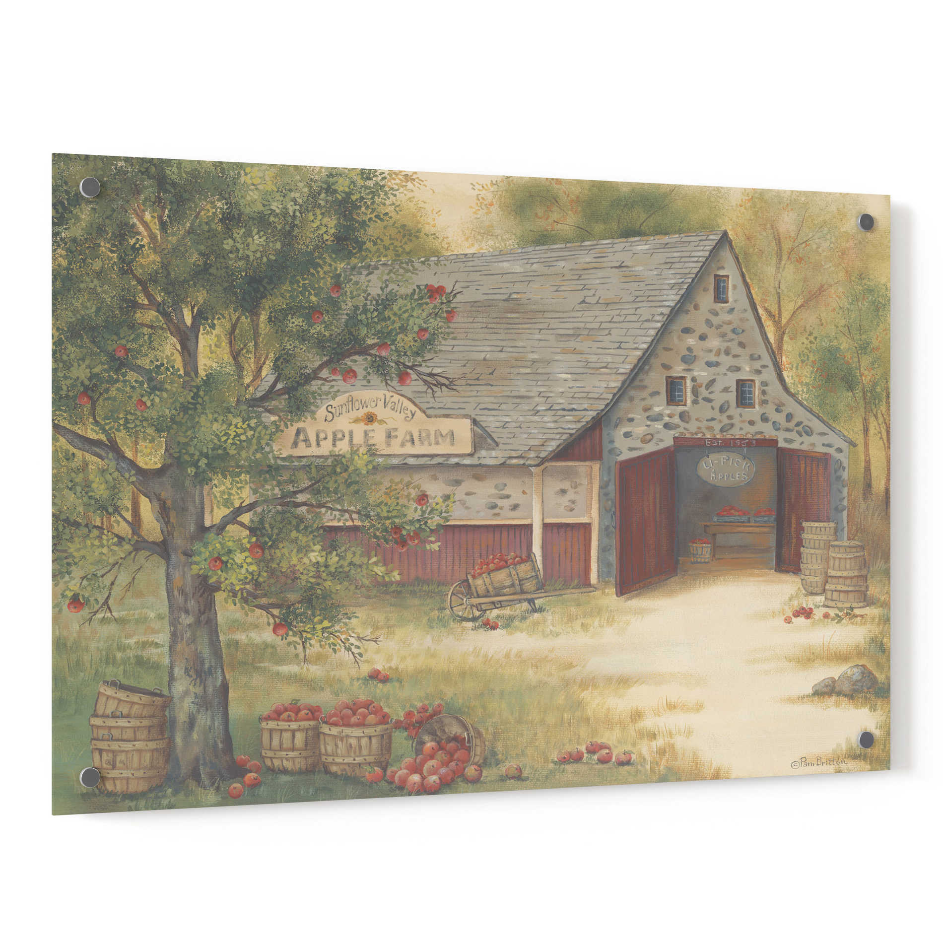 Epic Art 'Sunflower Valley Apple Farm' by Pam Britton, Acrylic Glass Wall Art,36x24