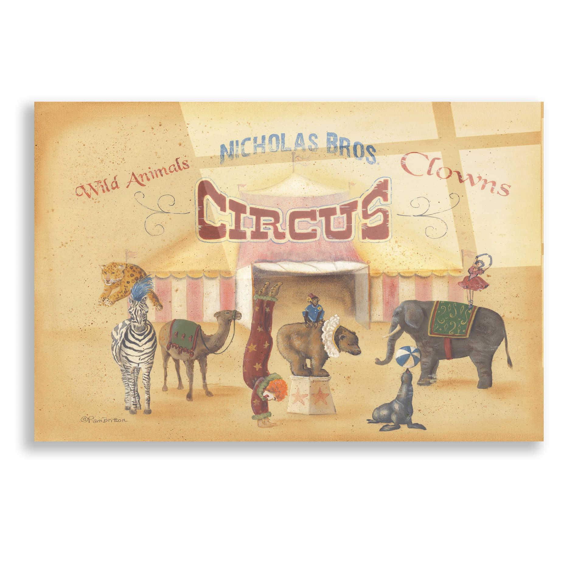Epic Art 'Nicholas Bros-Circus' by Pam Britton, Acrylic Glass Wall Art,16x12