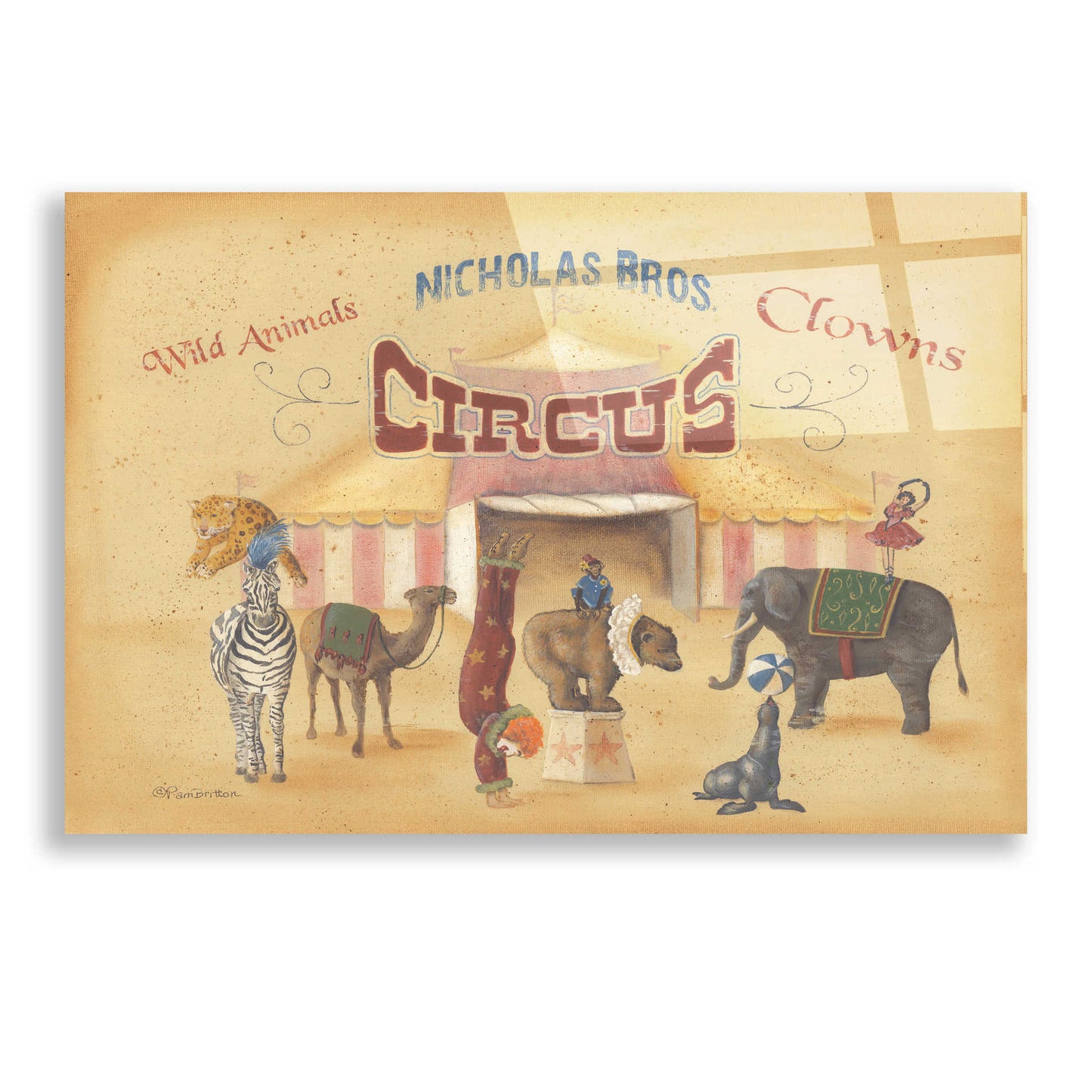 Epic Art 'Nicholas Bros-Circus' by Pam Britton, Acrylic Glass Wall Art,24x16