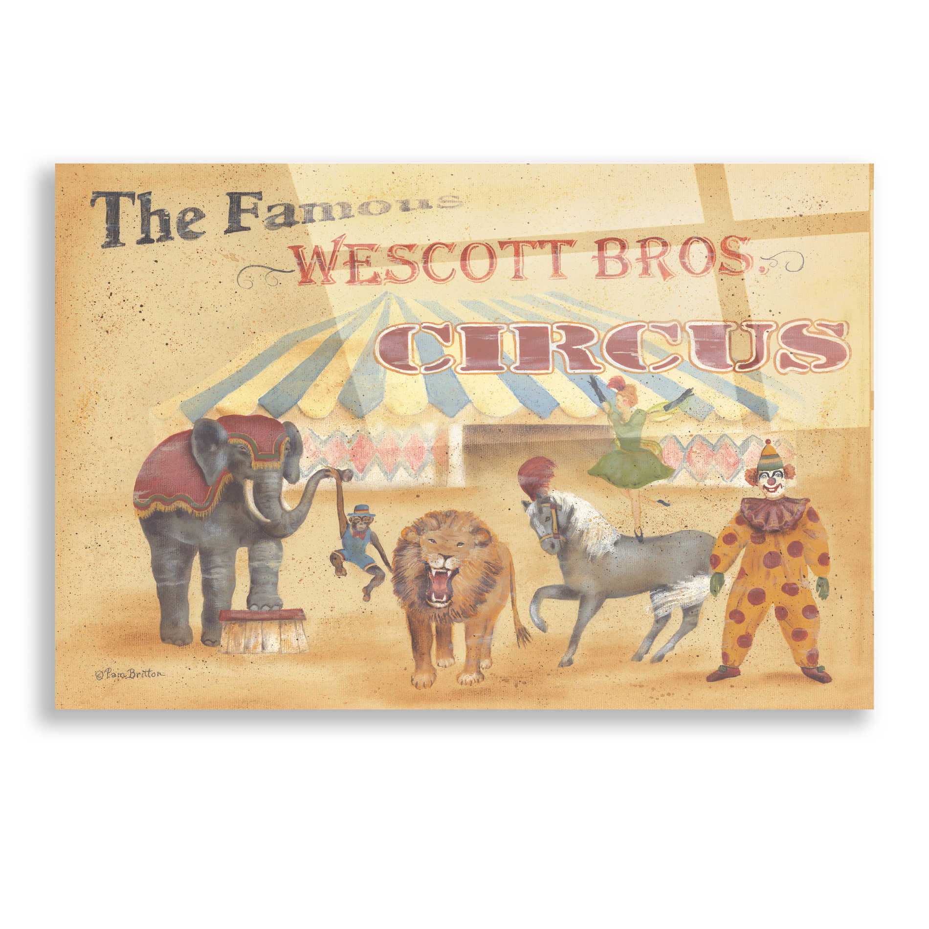 Epic Art 'Westcott Bros-Circus' by Pam Britton, Acrylic Glass Wall Art,16x12
