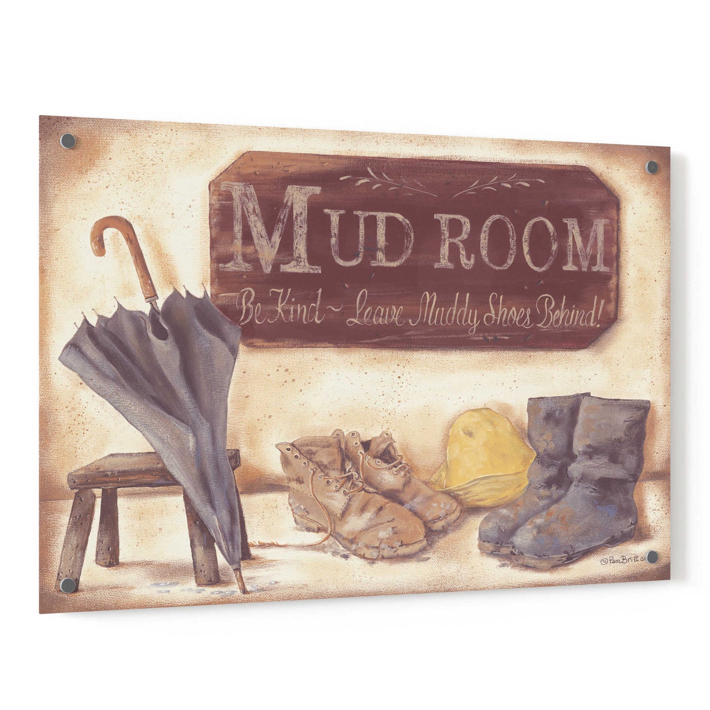 Epic Art 'Muddy Shoes' by Pam Britton, Acrylic Glass Wall Art,36x24