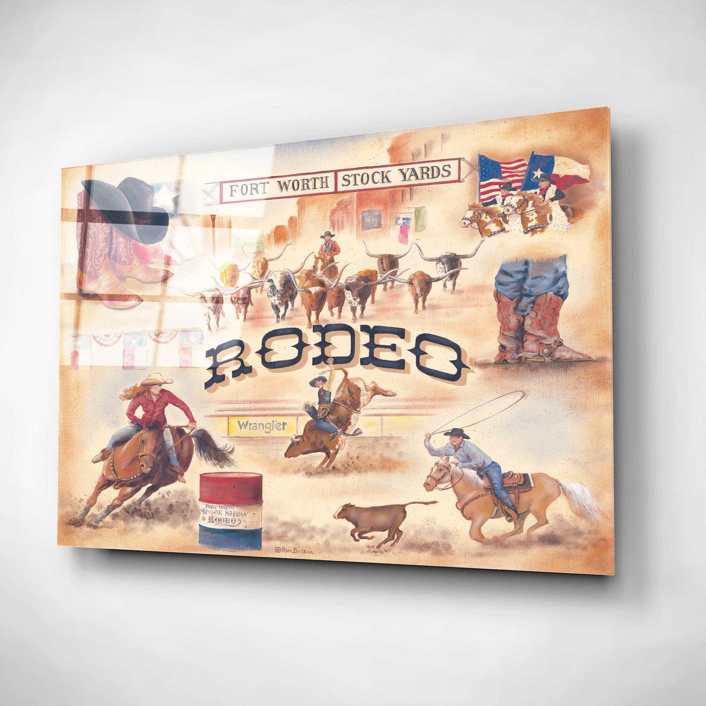 Epic Art 'Rodeo' by Pam Britton, Acrylic Glass Wall Art,16x12