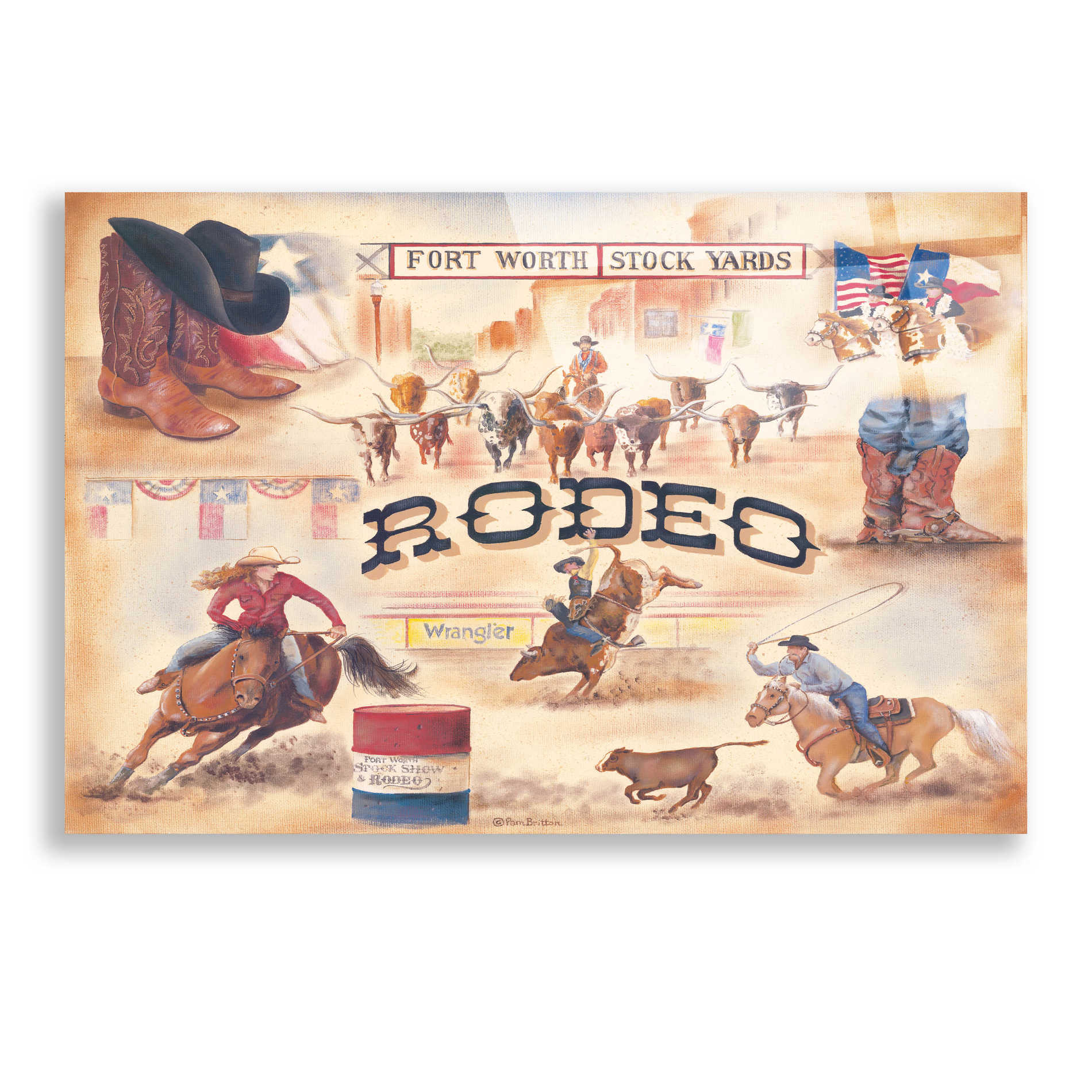 Epic Art 'Rodeo' by Pam Britton, Acrylic Glass Wall Art,24x16