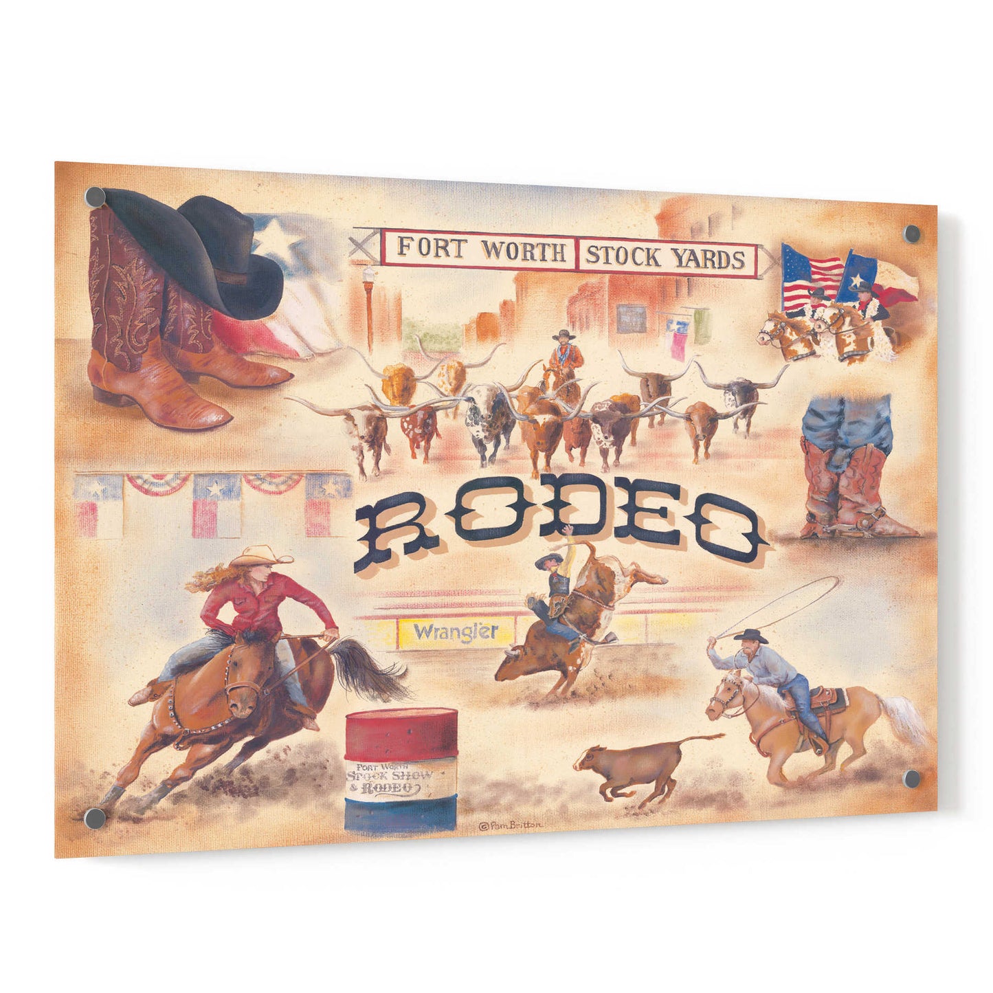Epic Art 'Rodeo' by Pam Britton, Acrylic Glass Wall Art,36x24