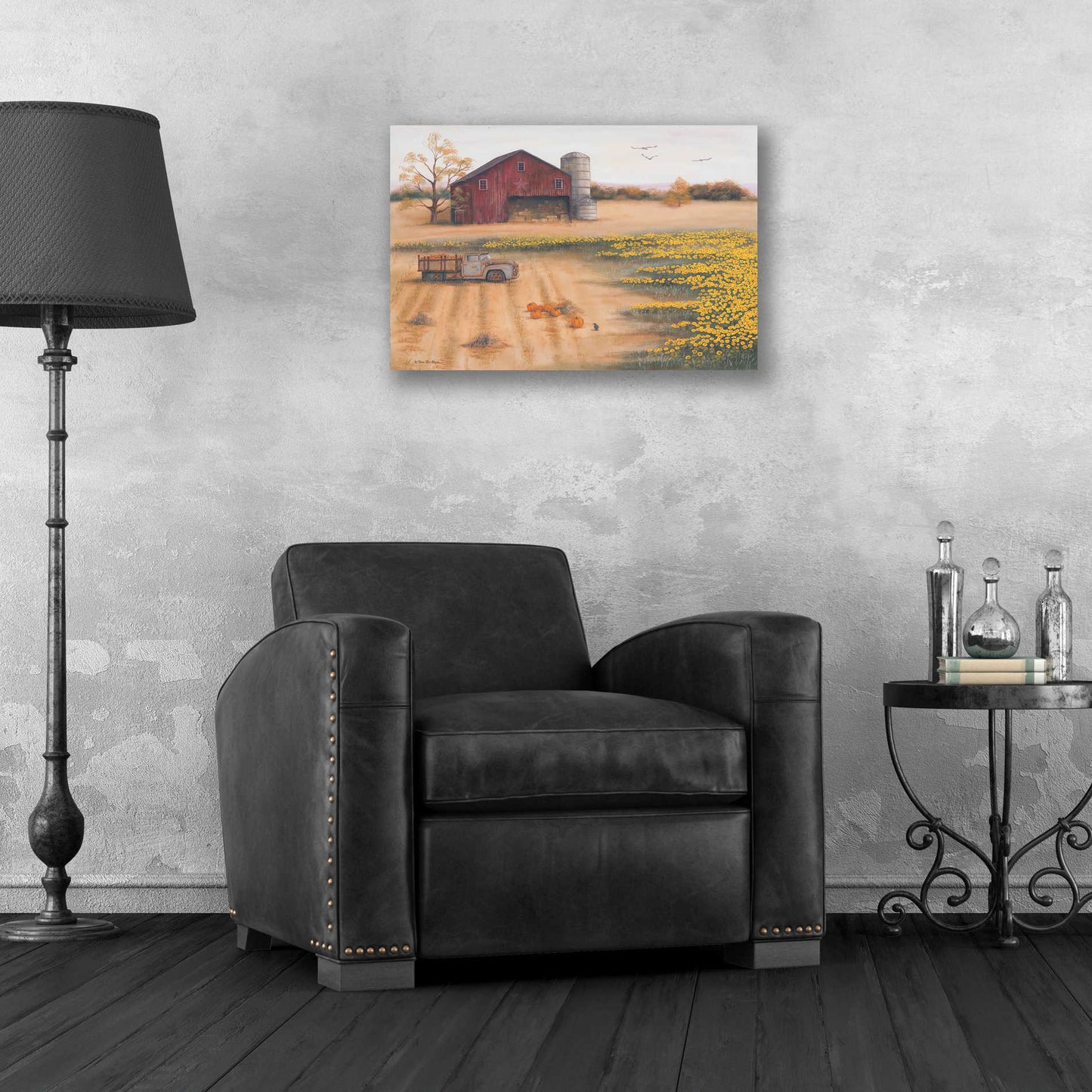 Epic Art 'Barn & Sunflowers II' by Pam Britton, Acrylic Glass Wall Art,24x16