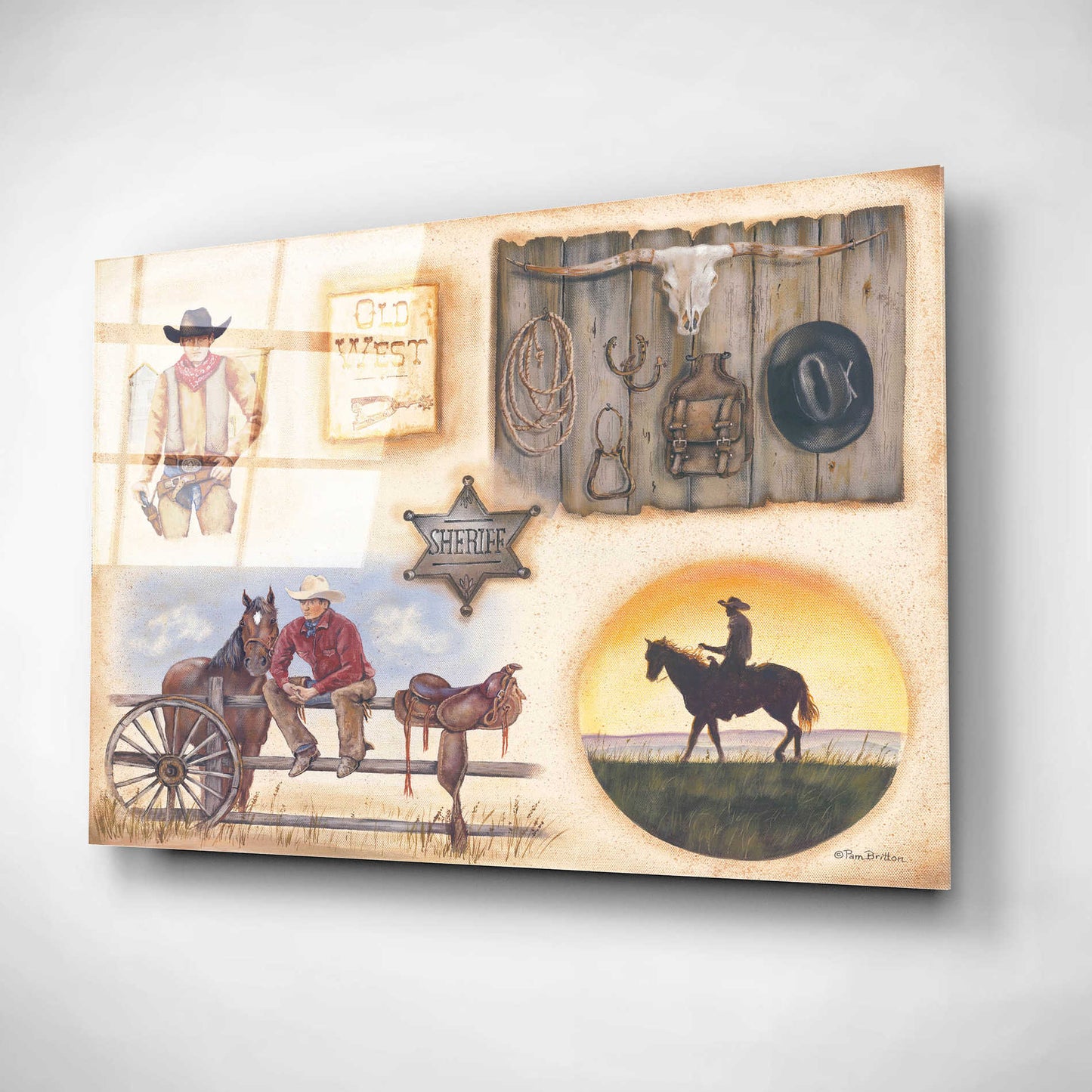 Epic Art 'Western I' by Pam Britton, Acrylic Glass Wall Art,24x16
