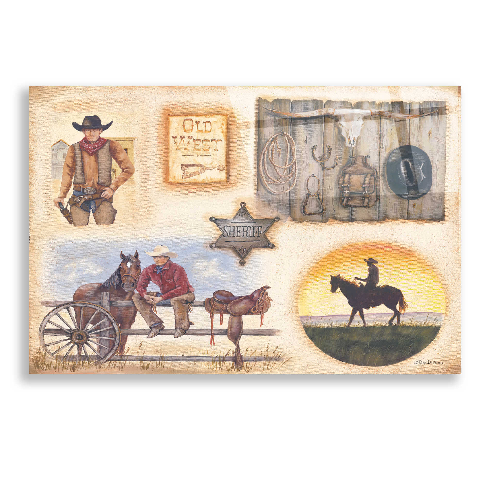 Epic Art 'Western I' by Pam Britton, Acrylic Glass Wall Art,24x16