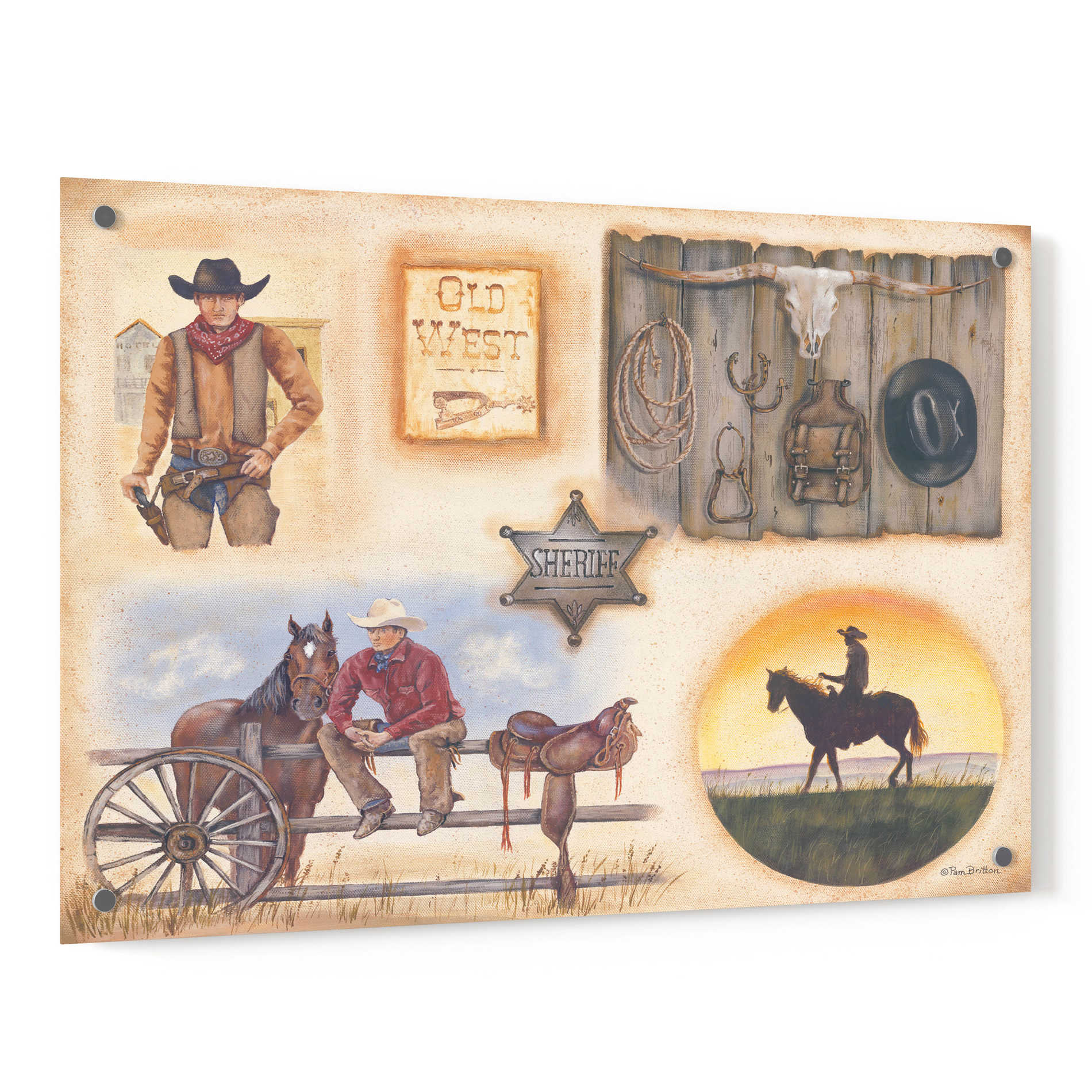 Epic Art 'Western I' by Pam Britton, Acrylic Glass Wall Art,36x24