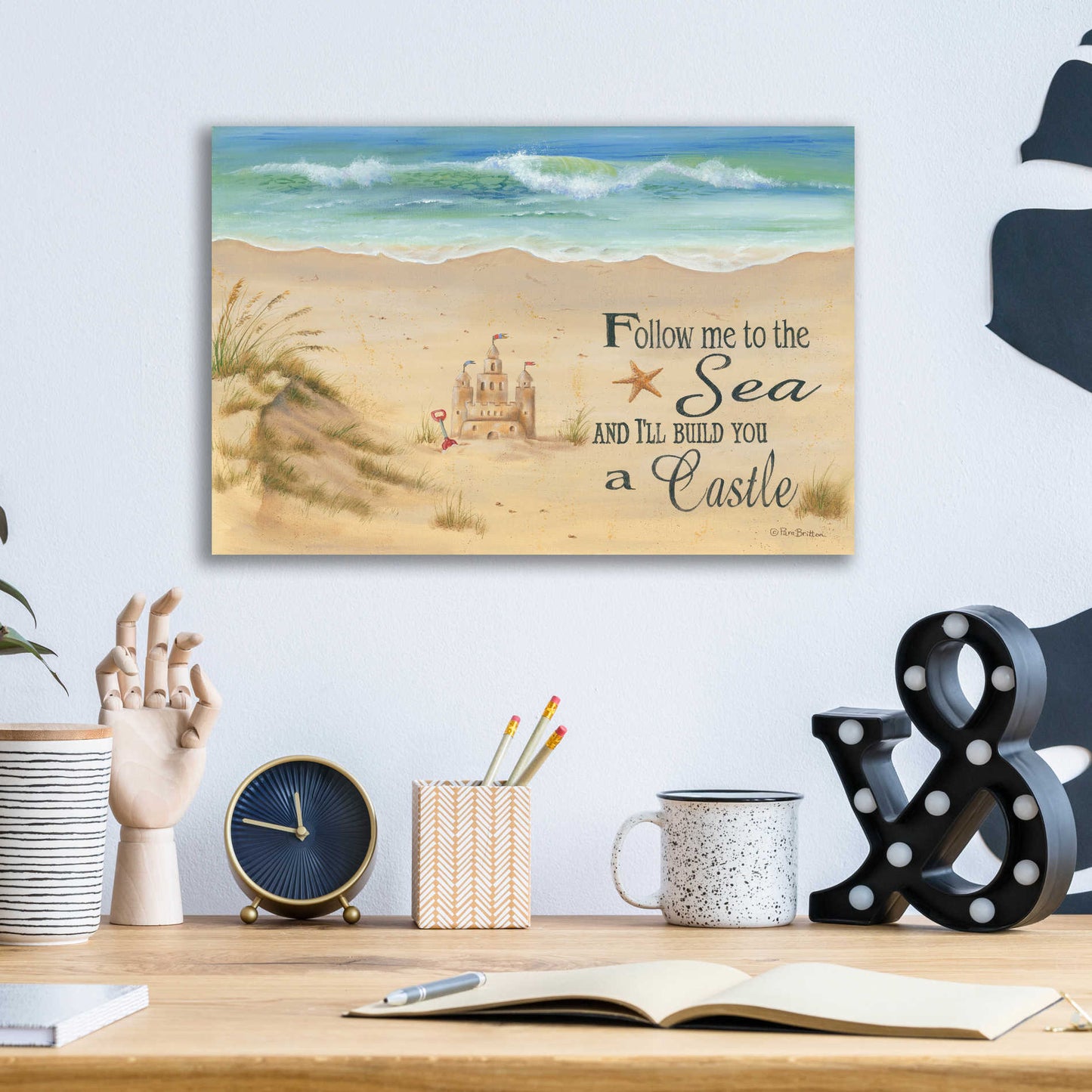 Epic Art 'Sandcastle' by Pam Britton, Acrylic Glass Wall Art,16x12