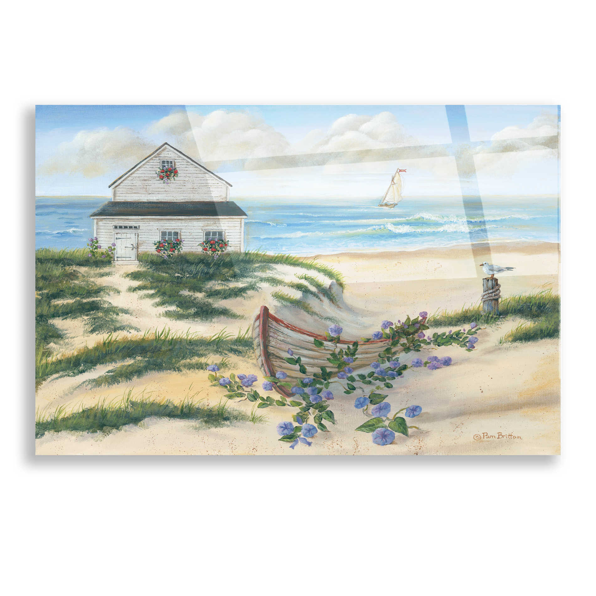 Epic Art 'Beach Cottage II' by Pam Britton, Acrylic Glass Wall Art,16x12