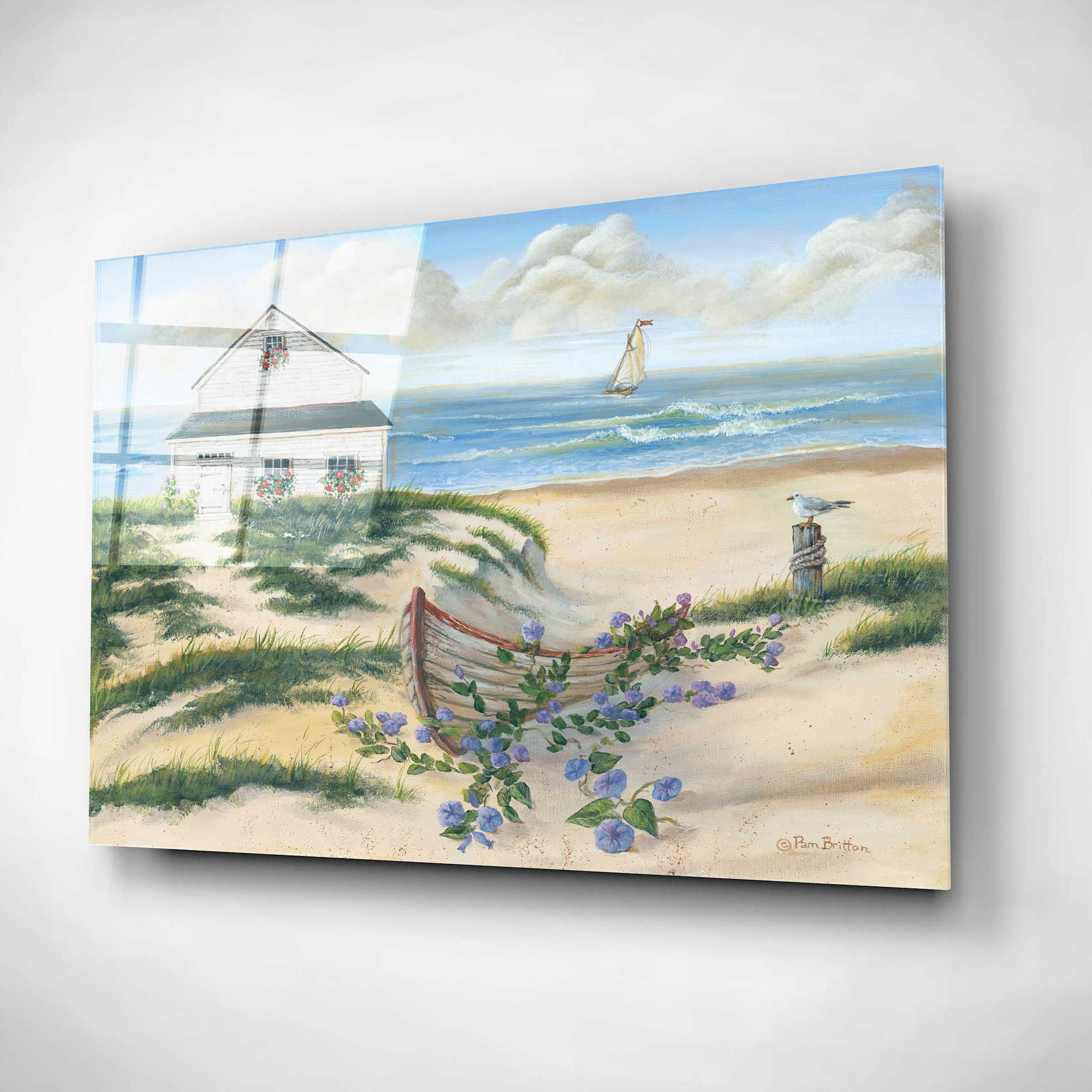 Epic Art 'Beach Cottage II' by Pam Britton, Acrylic Glass Wall Art,24x16