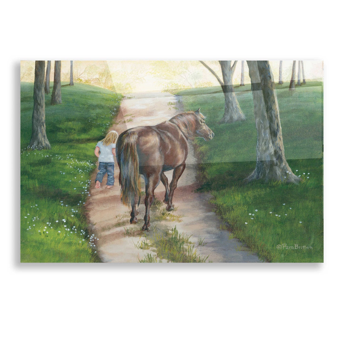 Epic Art 'Early Morning Stroll' by Pam Britton, Acrylic Glass Wall Art,16x12