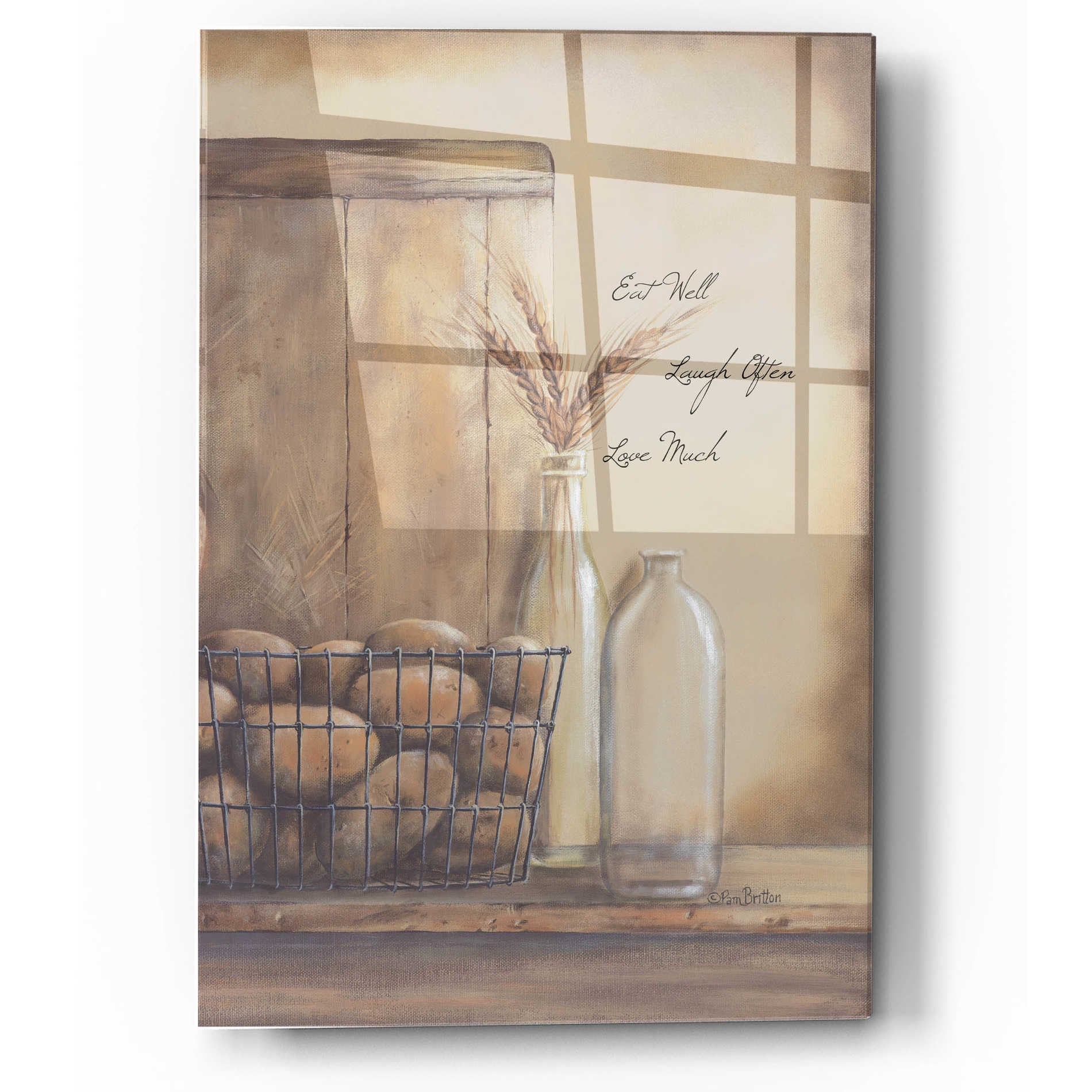 Epic Art 'Eat Well, Laugh Often, Love Much' by Pam Britton, Acrylic Glass Wall Art,12x16