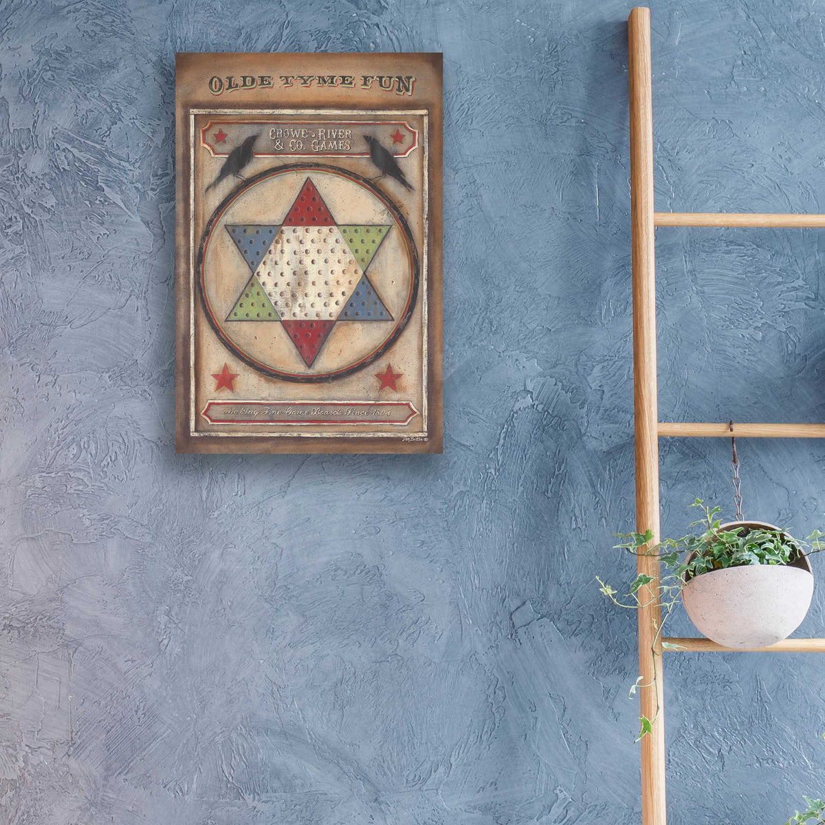 Epic Art 'Olde Tyme Chinese Checkers' by Pam Britton, Acrylic Glass Wall Art,16x24