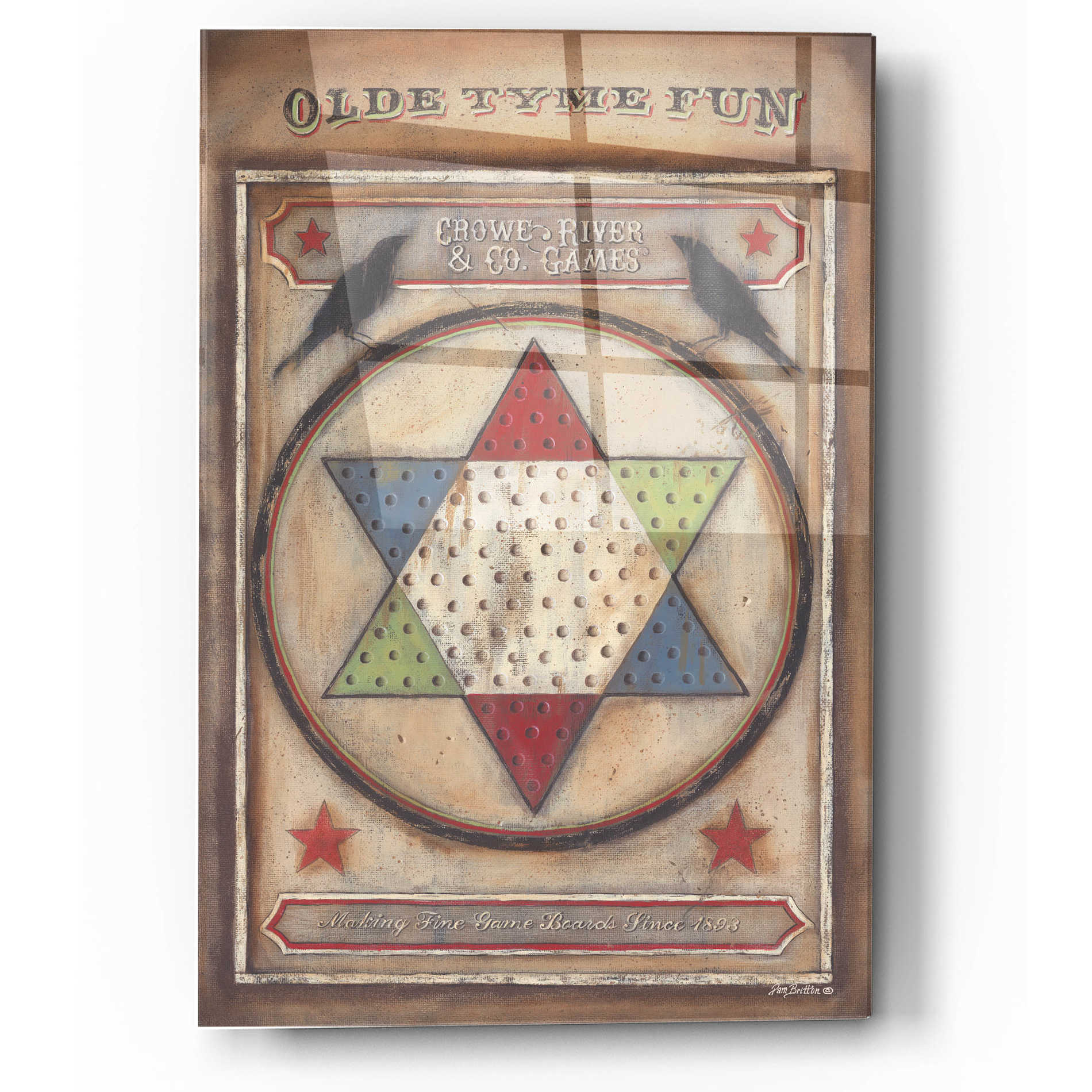 Epic Art 'Olde Tyme Chinese Checkers' by Pam Britton, Acrylic Glass Wall Art
