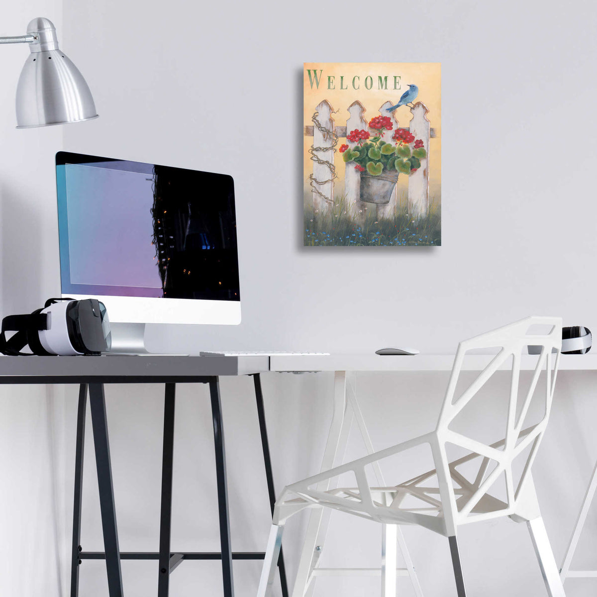 Epic Art 'Geraniums & Pickets' by Pam Britton, Acrylic Glass Wall Art,12x16