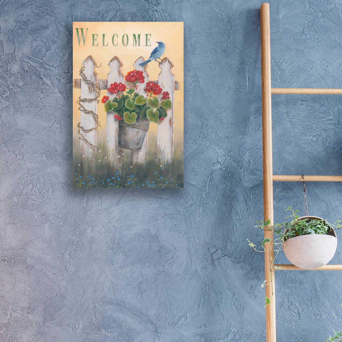 Epic Art 'Geraniums & Pickets' by Pam Britton, Acrylic Glass Wall Art,16x24