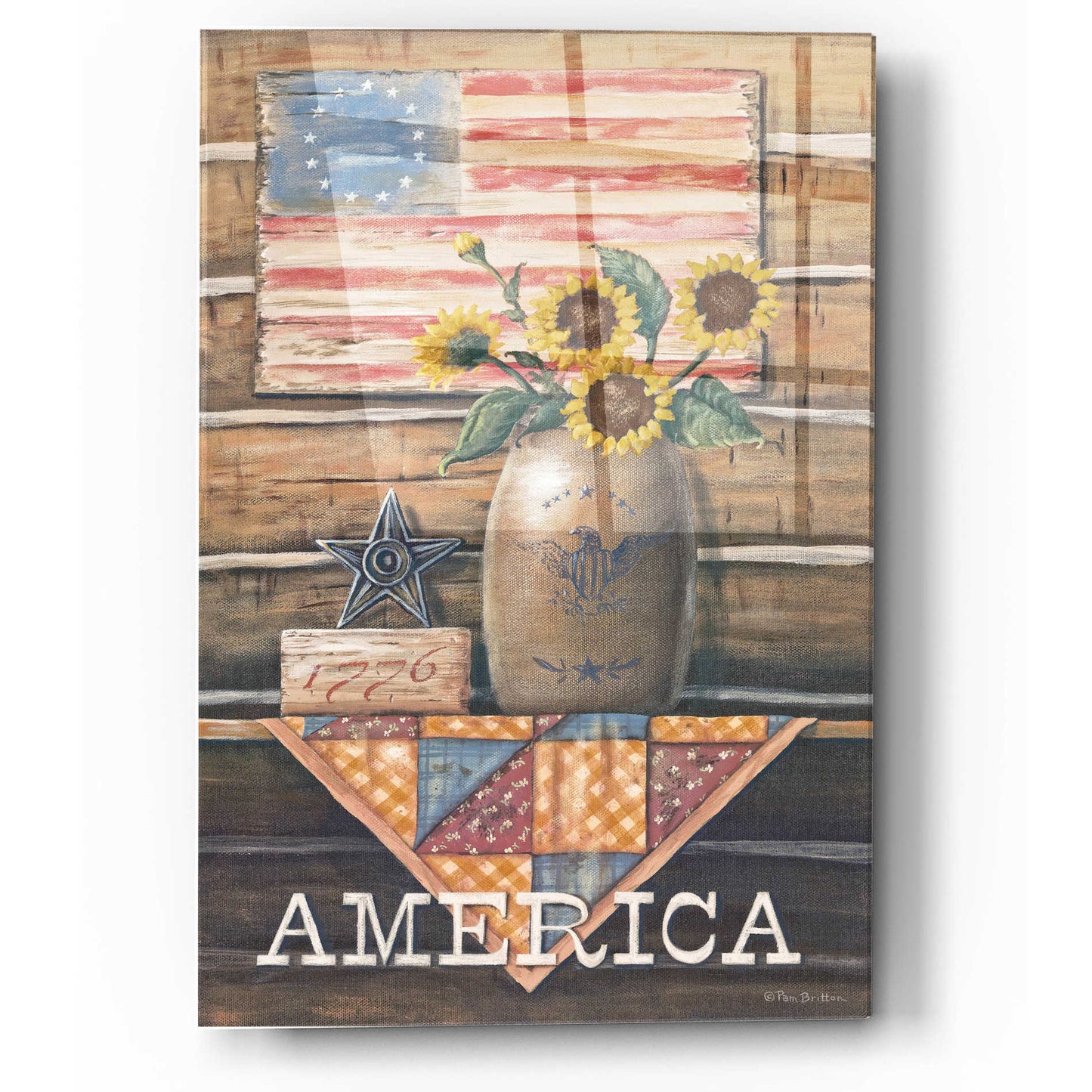 Epic Art 'Rustic America' by Pam Britton, Acrylic Glass Wall Art,12x16